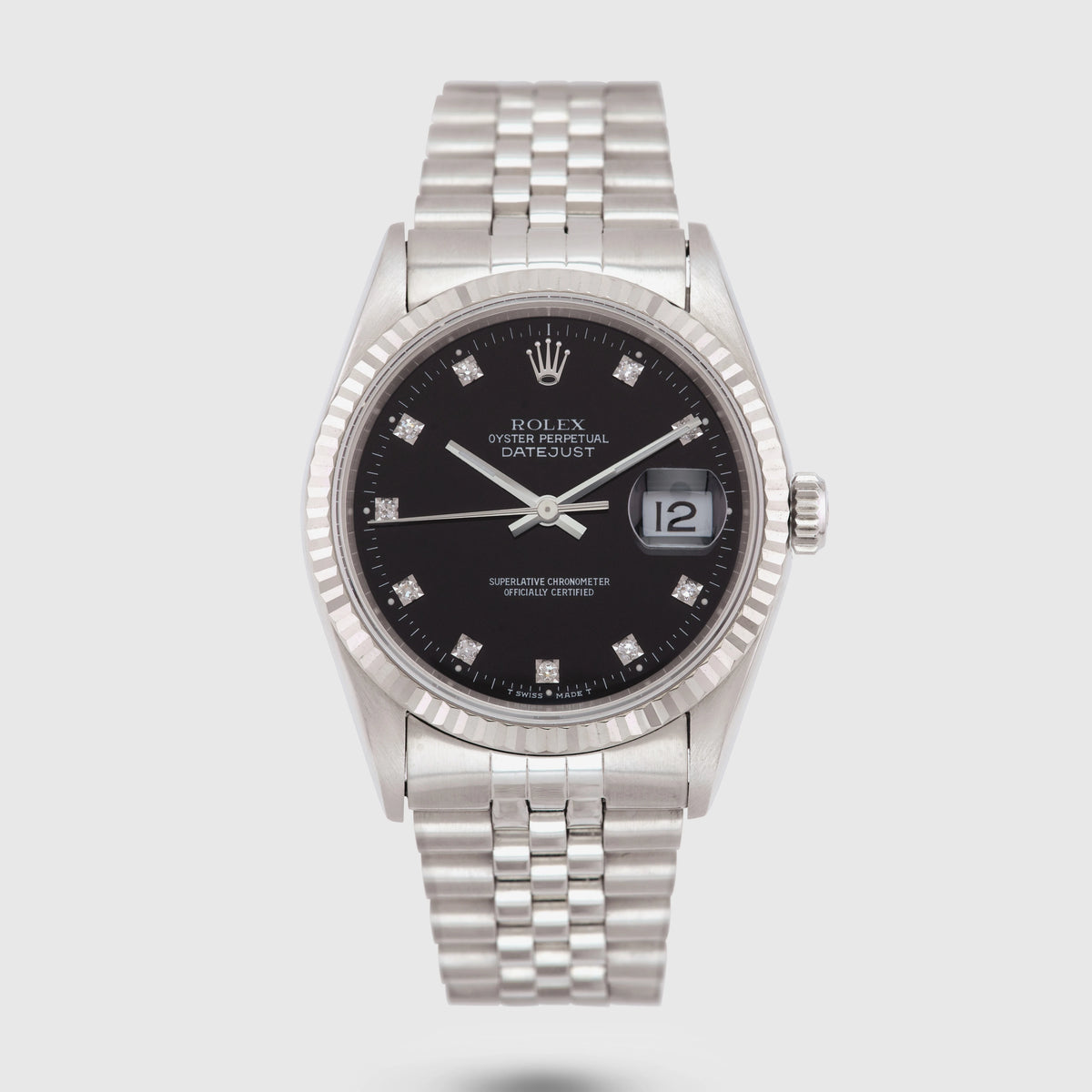 1993 Rolex Datejust Black Diamond Dial St/WG Ref. 16234 (with Box & Papers)