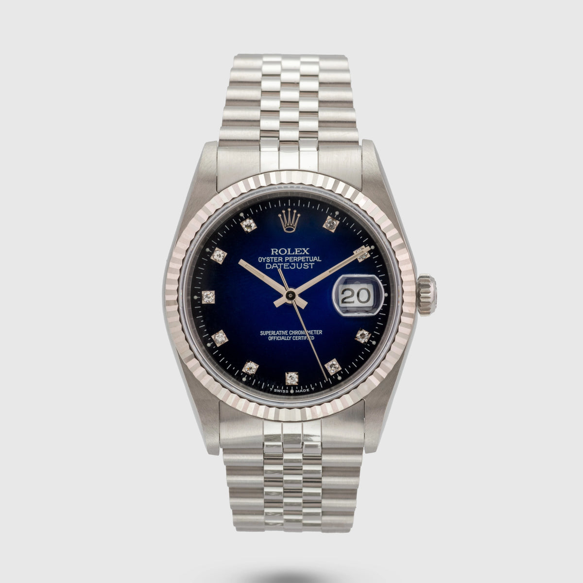 1991 Rolex Datejust Blue Vignette Diamond Dial Ref. 16234 (with papers)
