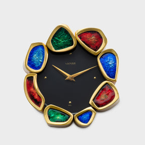 Luxor Gilt Brass and Enamel 8 Day Desk Clock