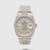 1999 Rolex Day Date White Gold Bark Finish Ref. 18249