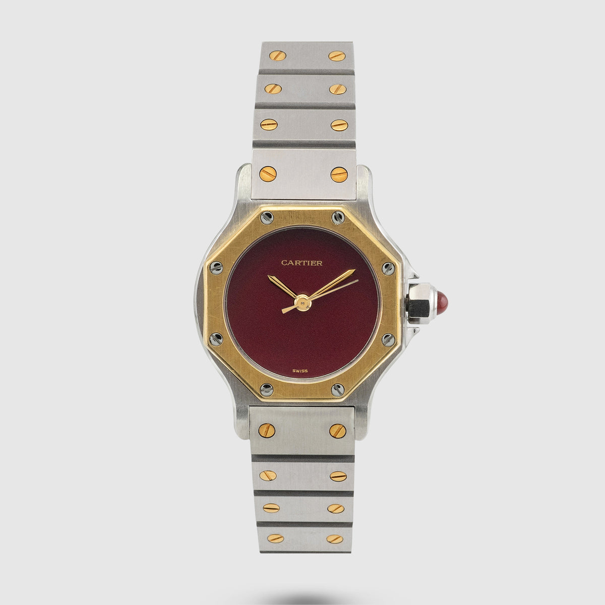 1990's Cartier Santos Octo St/G Burgundy Dial Ref. 907 (with Box & Warranty Booklet)