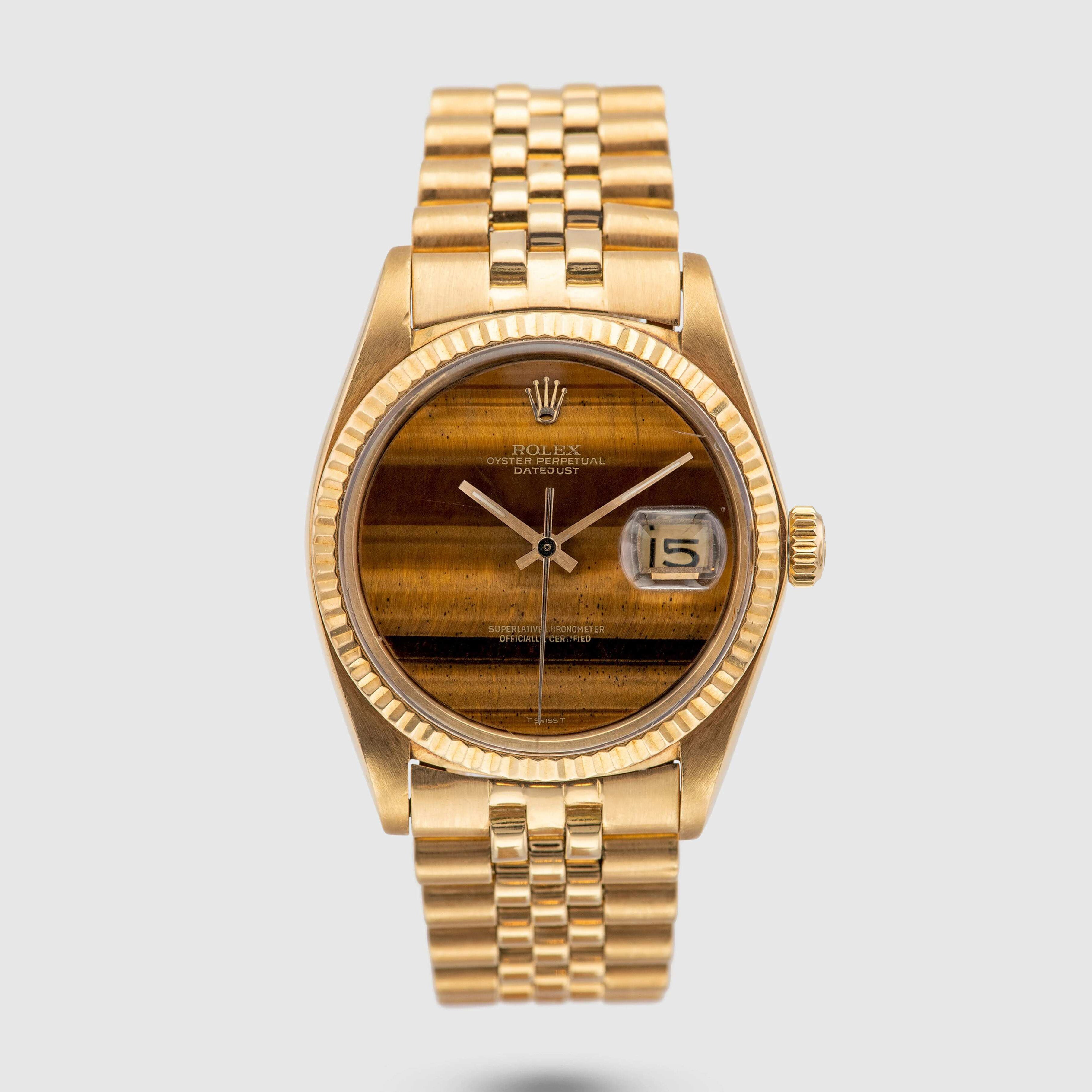1974 Rolex Datejust 18K Yellow Gold Tiger Eye Dial Ref. 1601