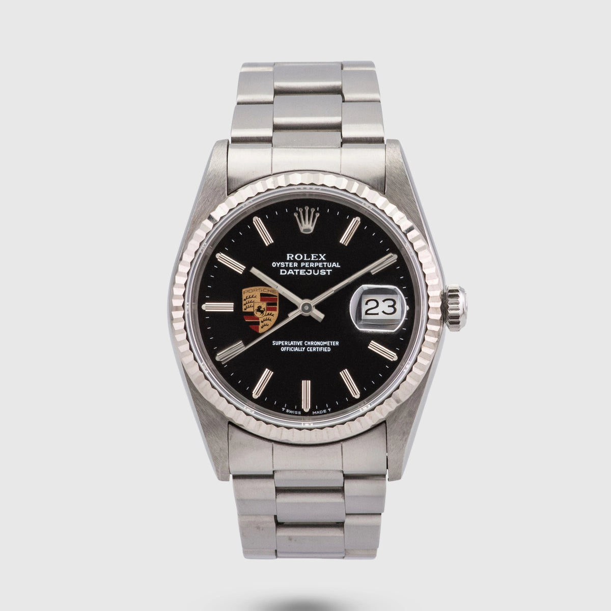 Rolex Datejust Porsche logo with Enamel case back Ref. 16234 (with Papers)