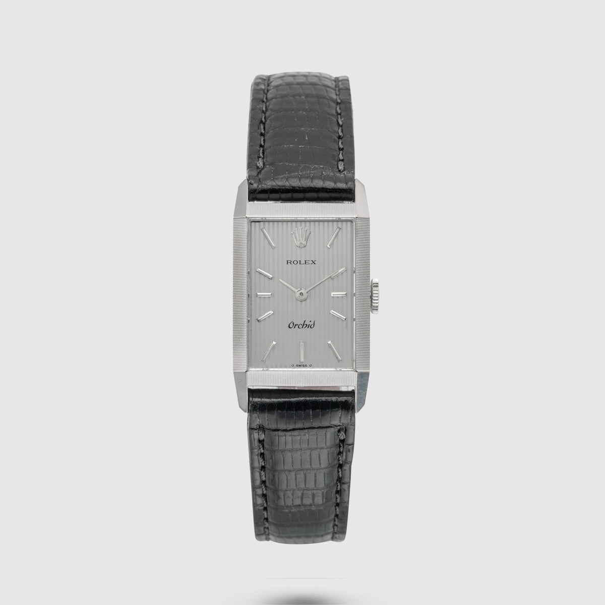 1975 Rolex Orchid 18K White Gold Grey Tapestry Dial Ref. 2677