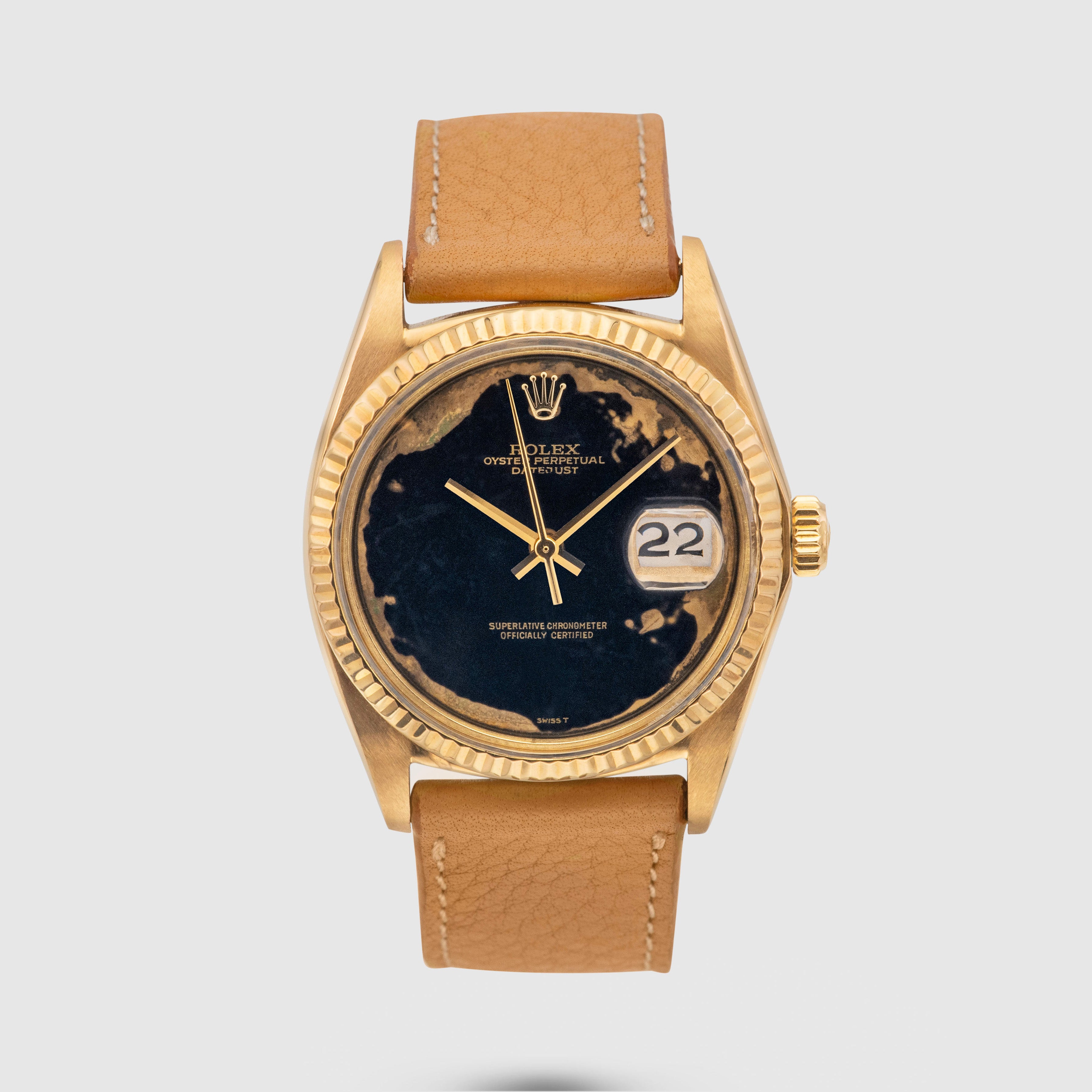 1972 Rolex Datejust 18K Yellow Gold Rare Obsidian Dial Ref. 1601