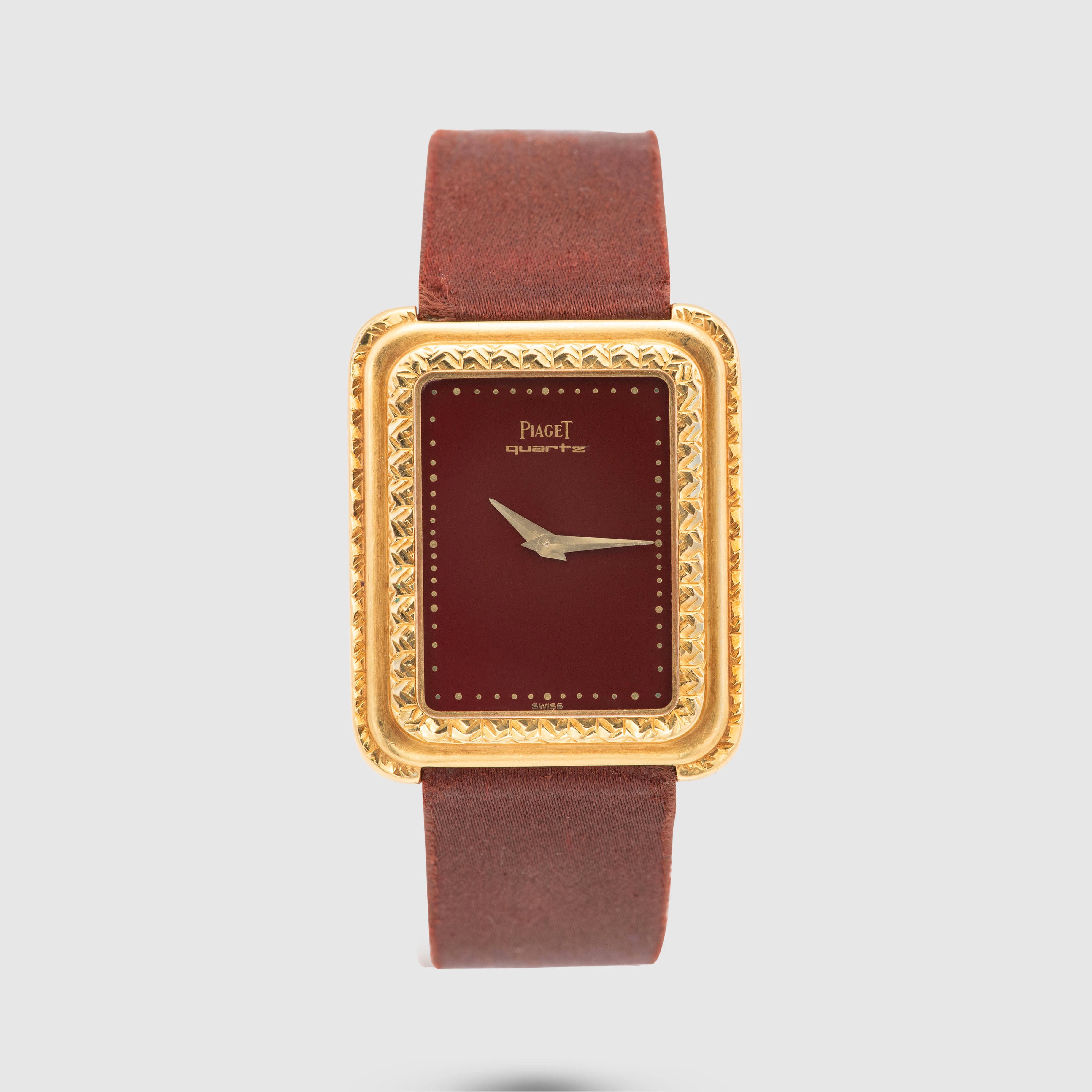 1970's Piaget Protocole Burgundy Dial Yellow Gold Ref. 74121 (with Special Box)
