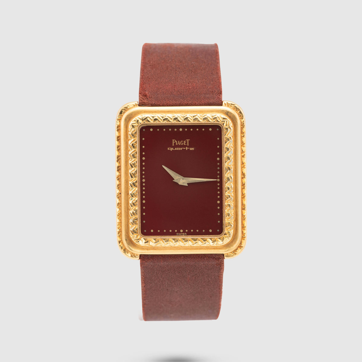 1970's Piaget Protocole Burgundy Dial Yellow Gold Ref. 74121 (with Special Box)