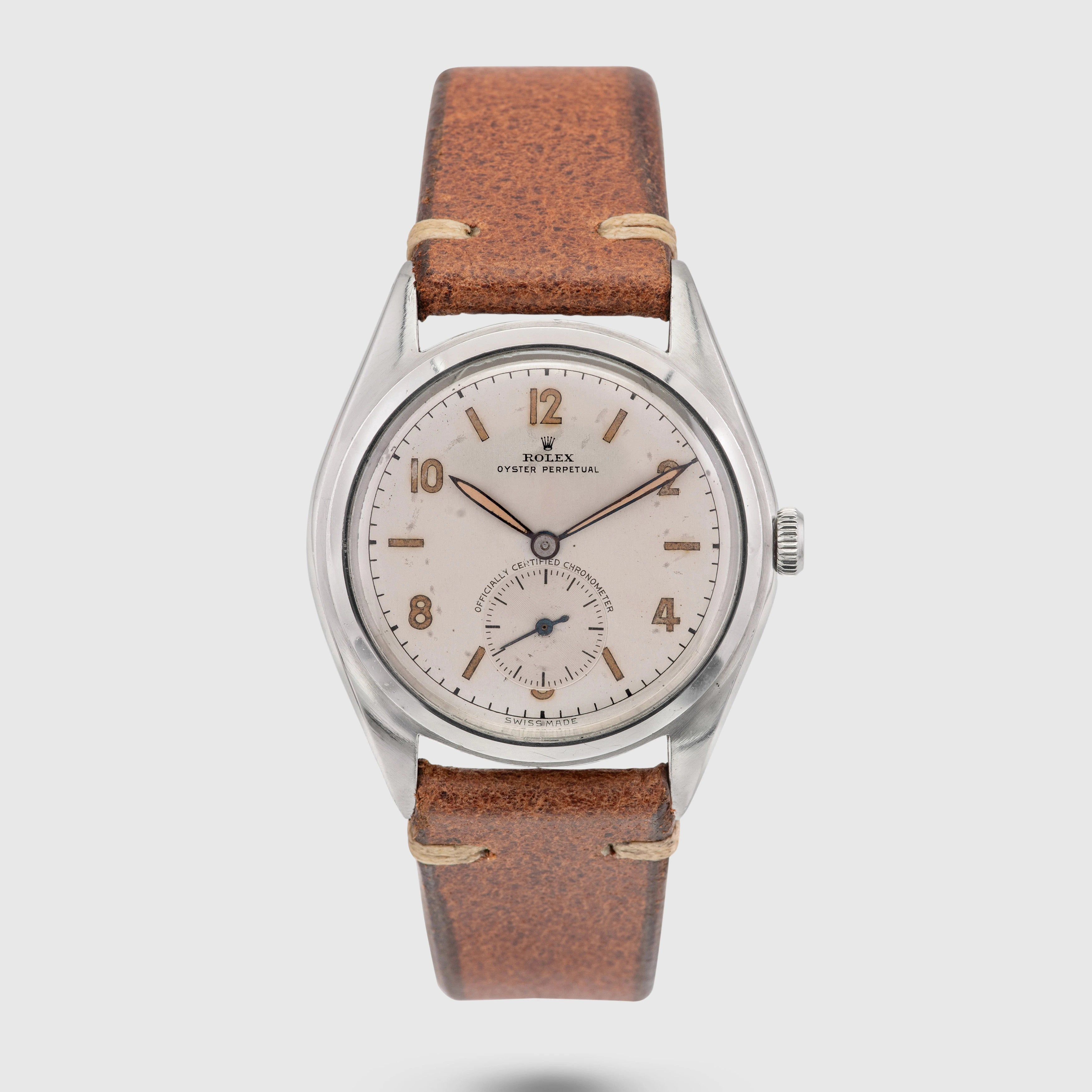 1946 Rolex Rare Big Bubbleback 36mm Arabic Radium dial Ref. 5028