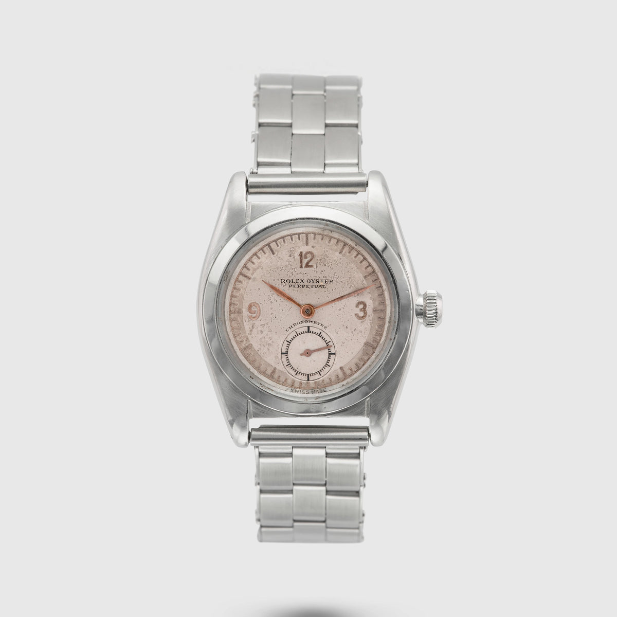 1941 Rolex Bubbleback Stainless Steel White & Pink Gold dial Ref. 2764