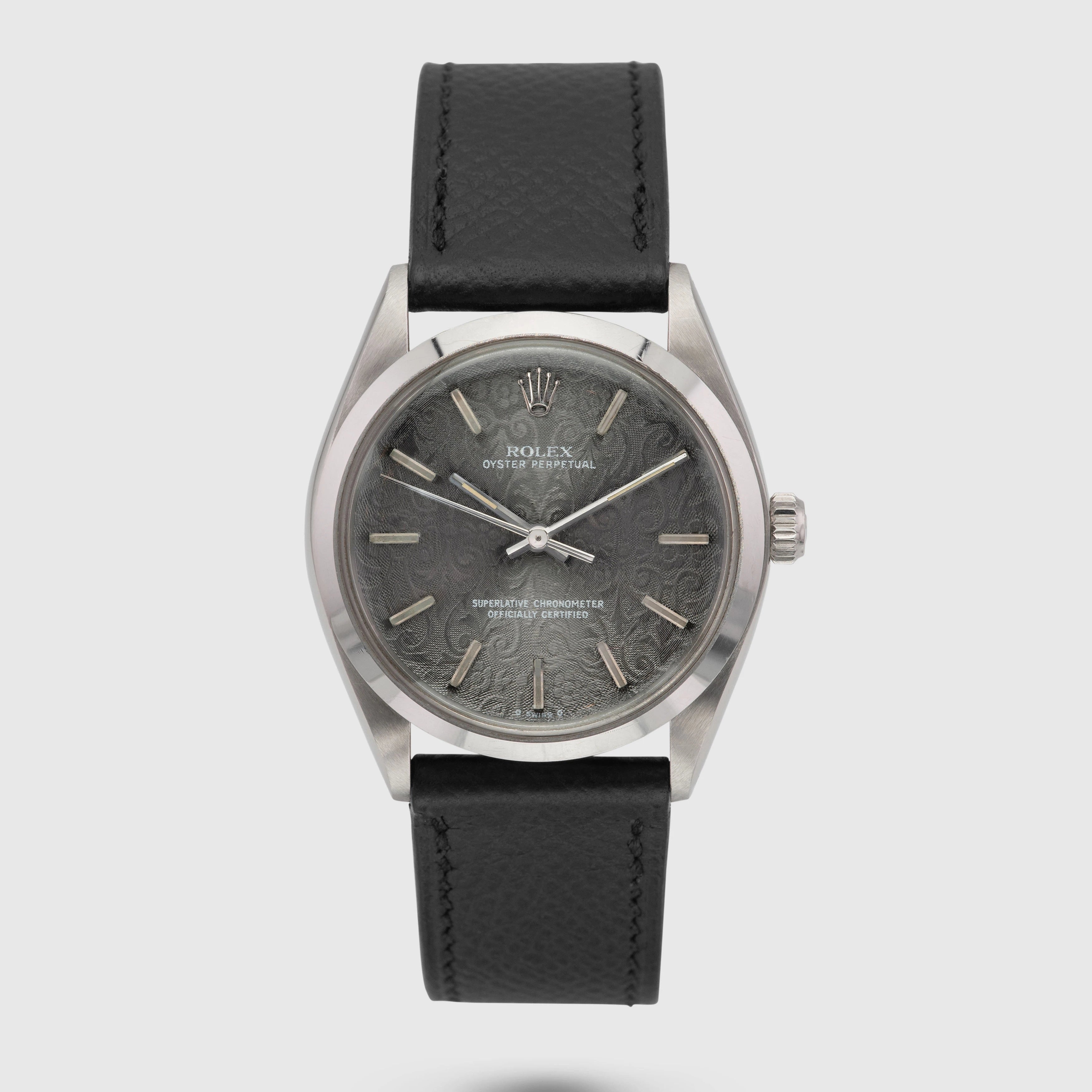 1981 Rolex Oyster Perpetual Rose Engine Guilloche Grey Dial Ref. 1002