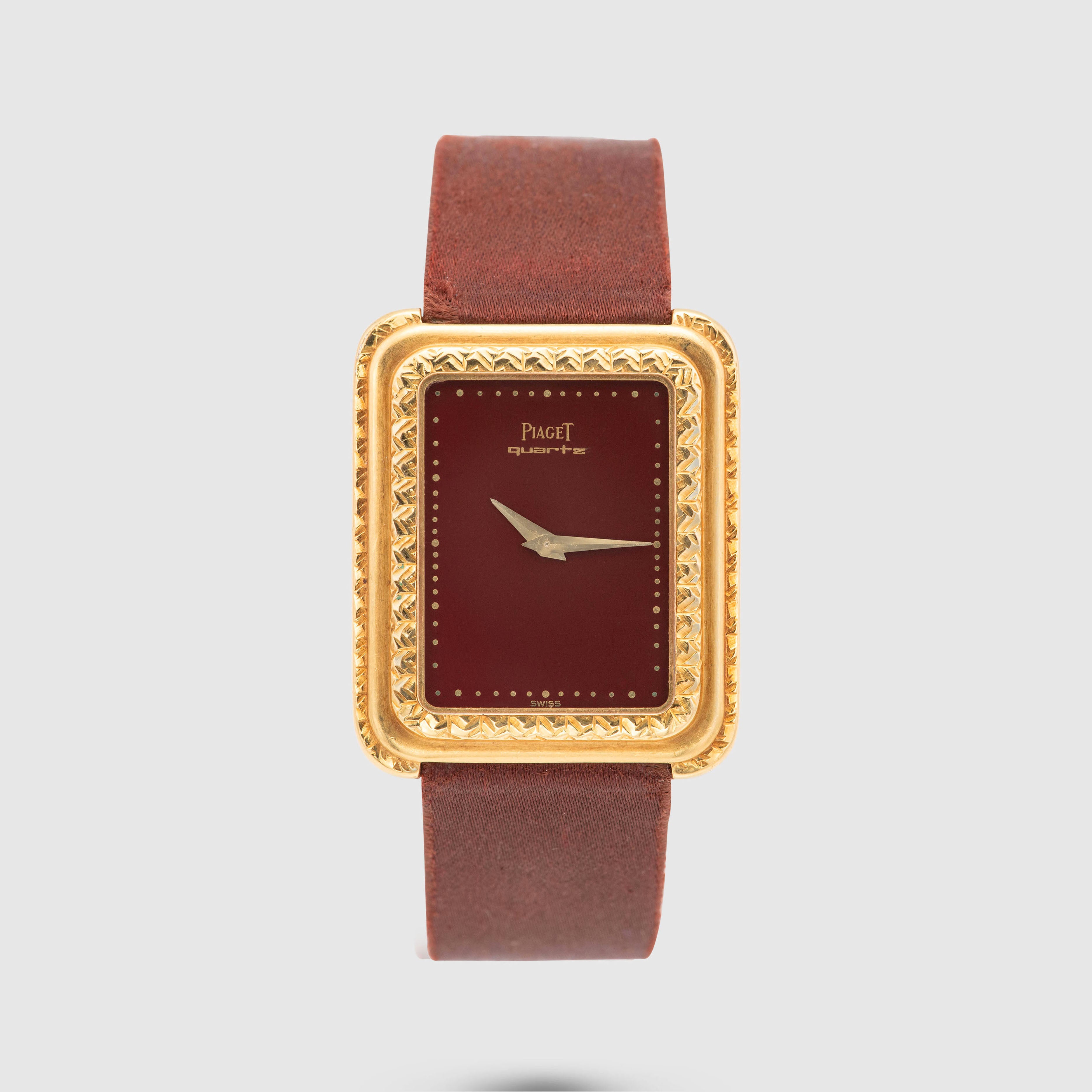 1970's Piaget Protocole Burgundy Dial Yellow Gold Ref. 74121 (with Special Box)