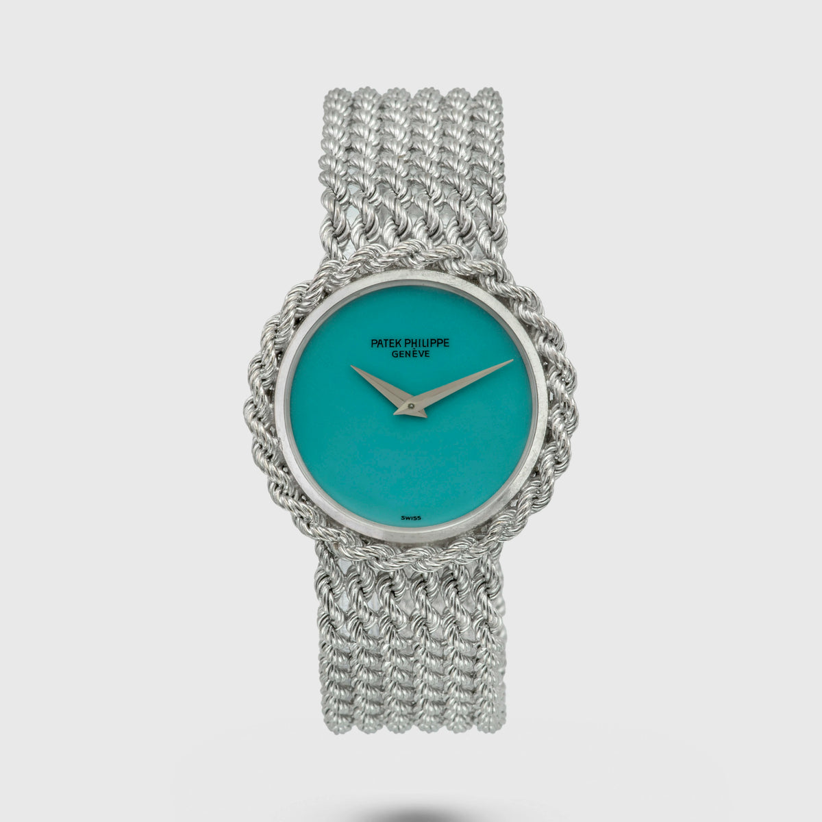 1977 Patek Philippe Lady Dress Watch White Gold Turquoise Stone Dial Ref. 4282