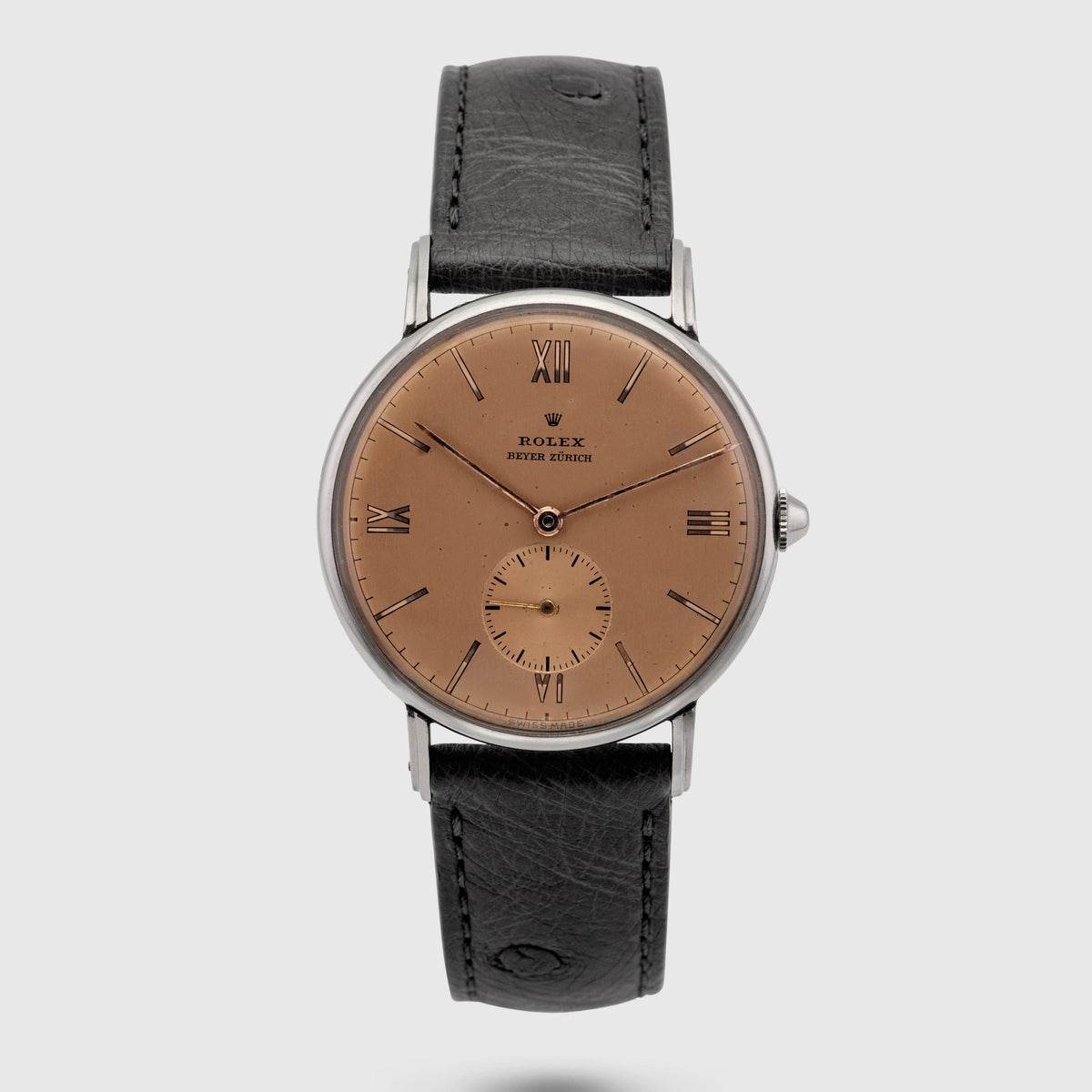 1940 Rolex Dress Watch Stainless Steel Salmon dial retailed by Beyer Ref. 4051