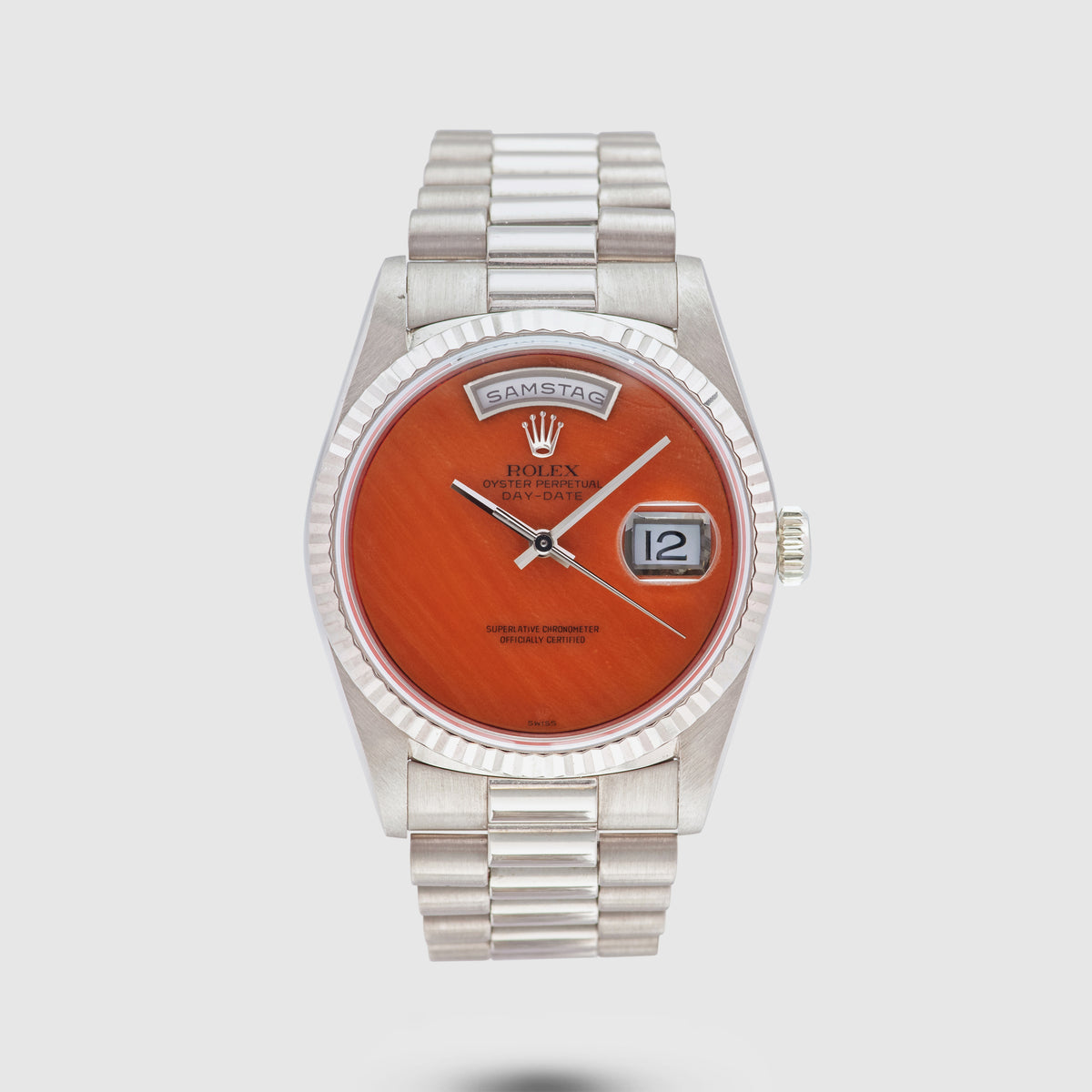 1995 Rolex Day Date White Gold Coral Ref. 18239