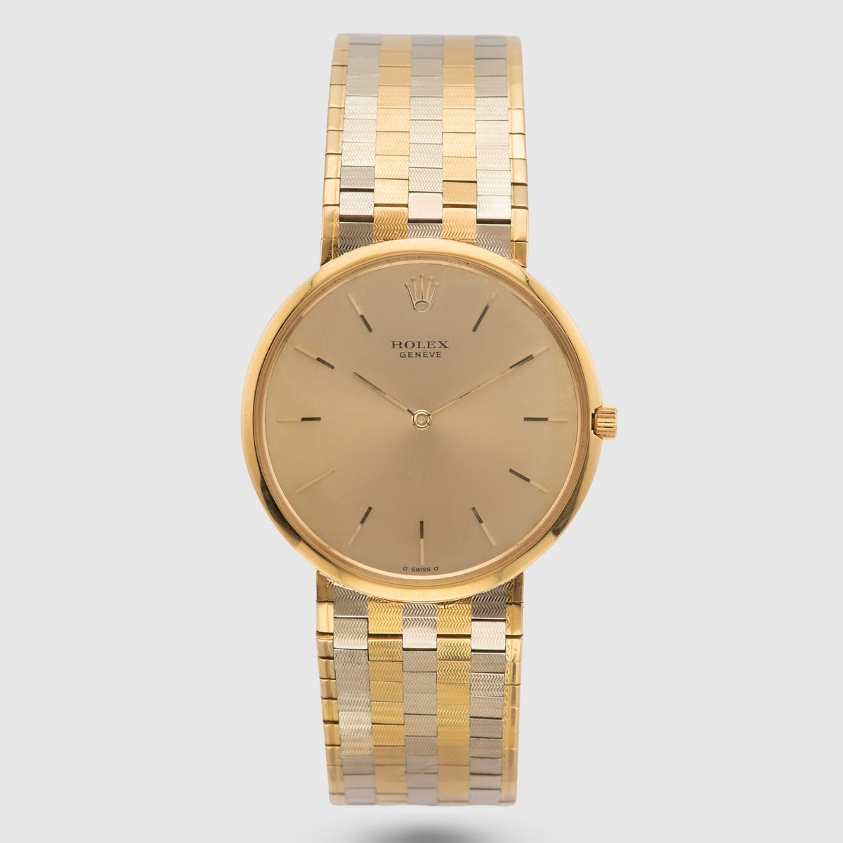 1963 Rolex Dress Watch 18K with Rare White & Yellow Gold Tile Bracelet Ref. 9944