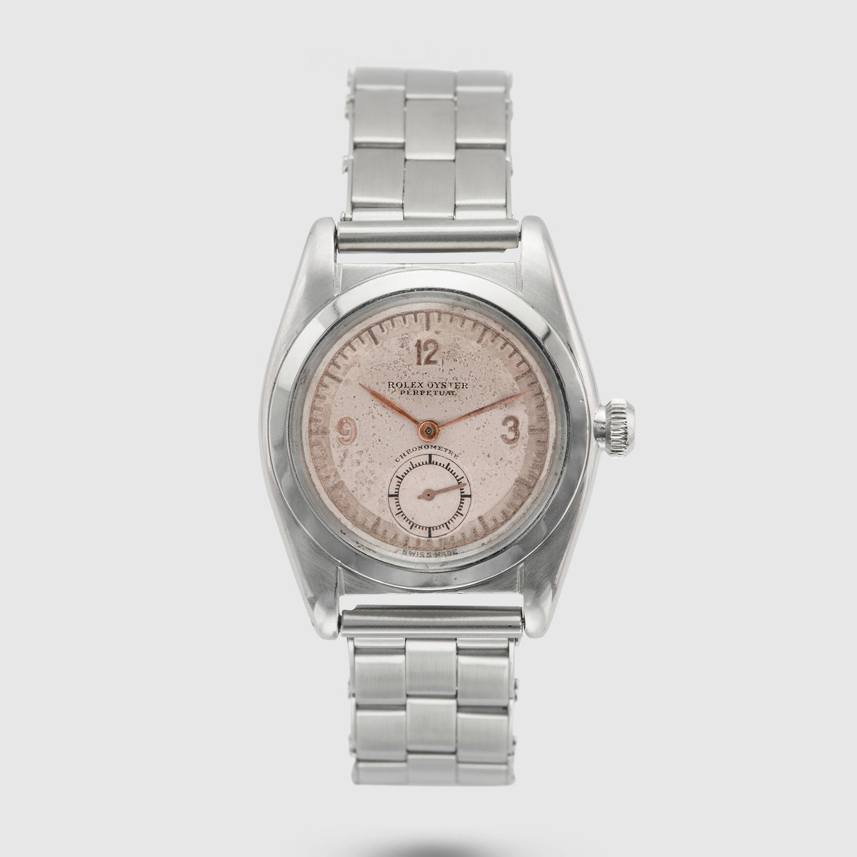 1941 Rolex Bubbleback Stainless Steel White & Pink Gold dial Ref. 2764
