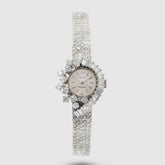1960's Rolex Precision 18K White Gold Silver Dial Diamonds & Baguettes