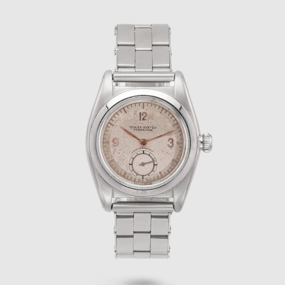 1941 Rolex Bubbleback Stainless Steel White & Pink Gold dial Ref. 2764