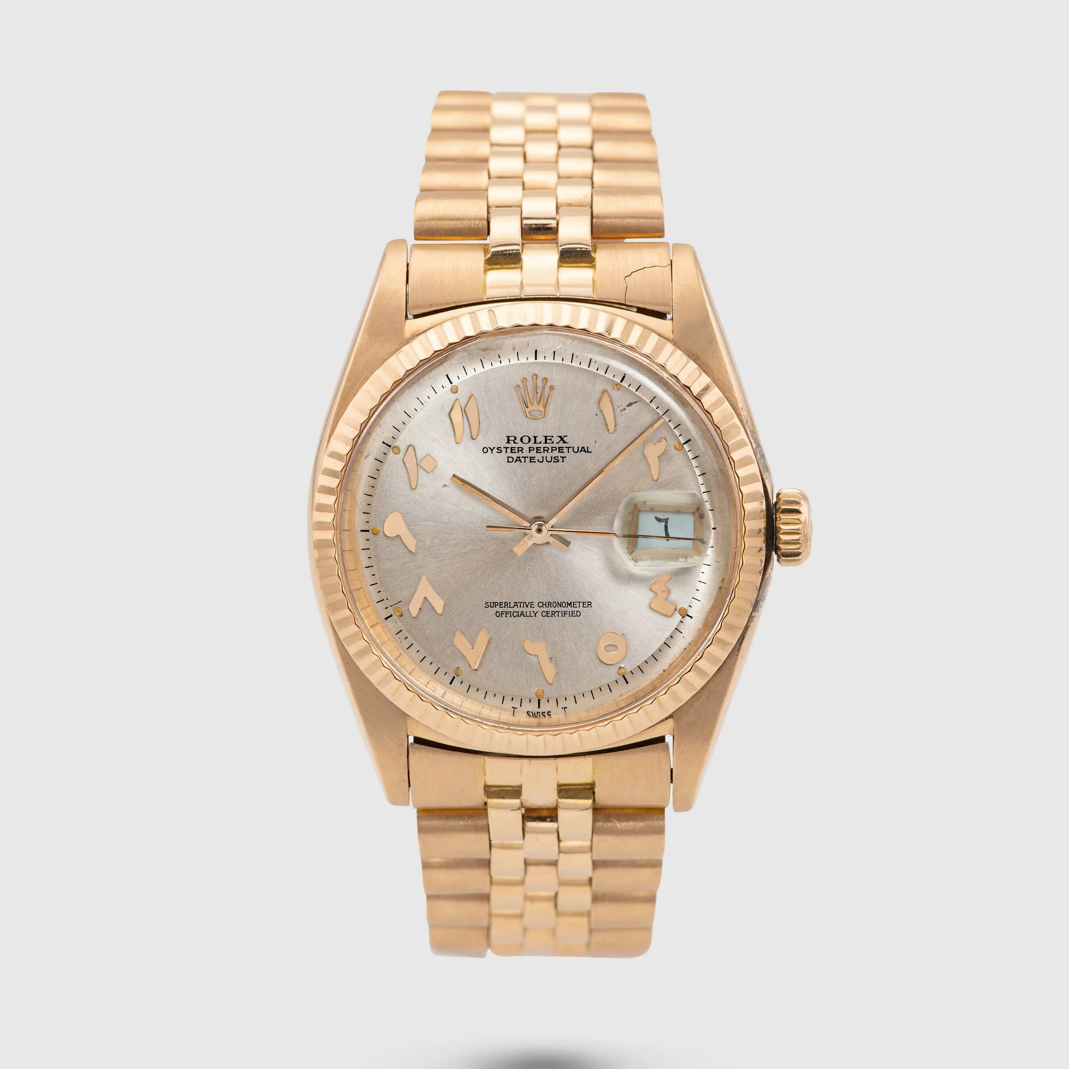 1969 Rolex Datejust Pink Gold Rare Arabic Hindi Dial Ref. 1601