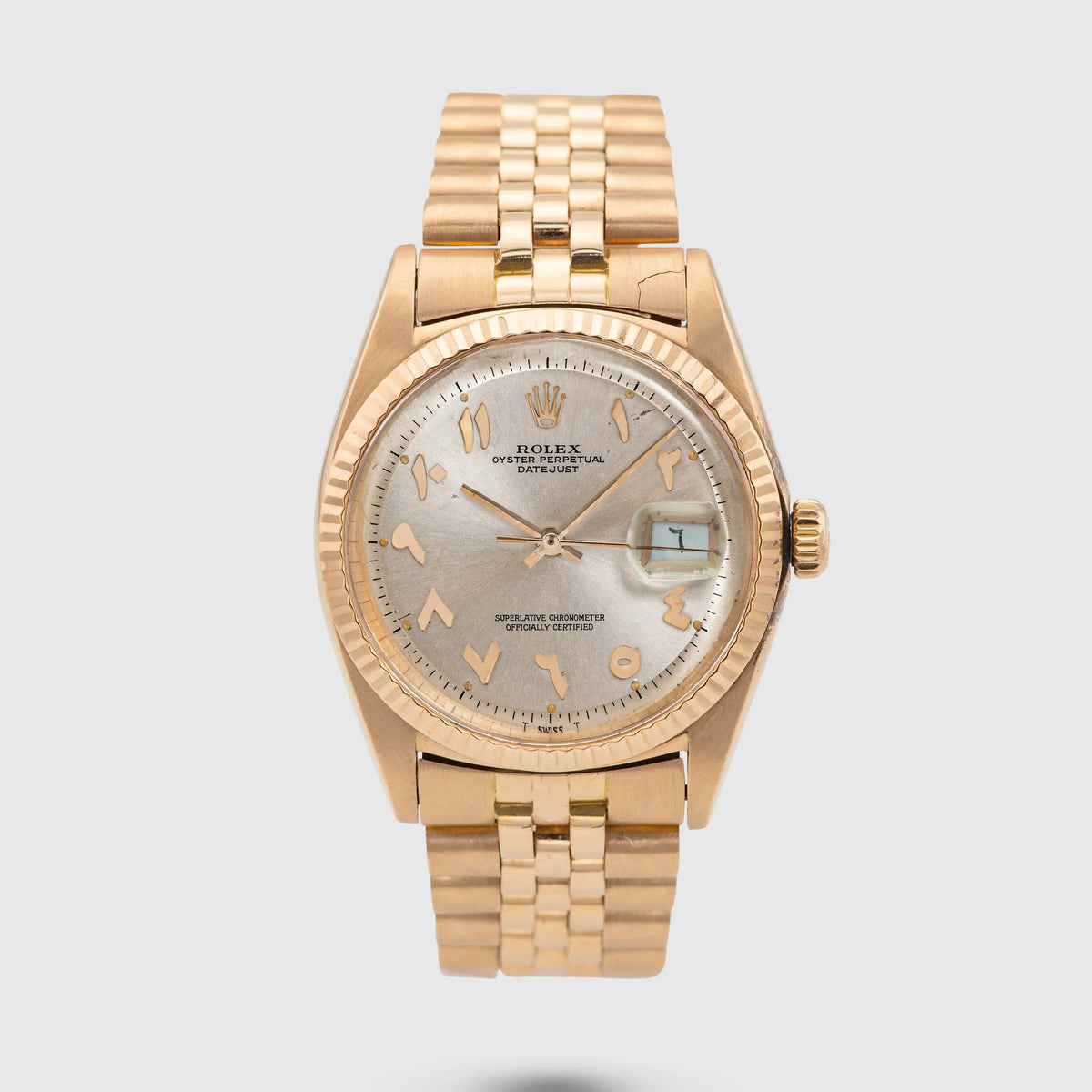 1969 Rolex Datejust Pink Gold Rare Arabic Hindi Dial Ref. 1601
