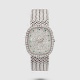 1991 Piaget Ellipse 18K White Gold Emeralds Pavee Dial Ref. 94431 D2