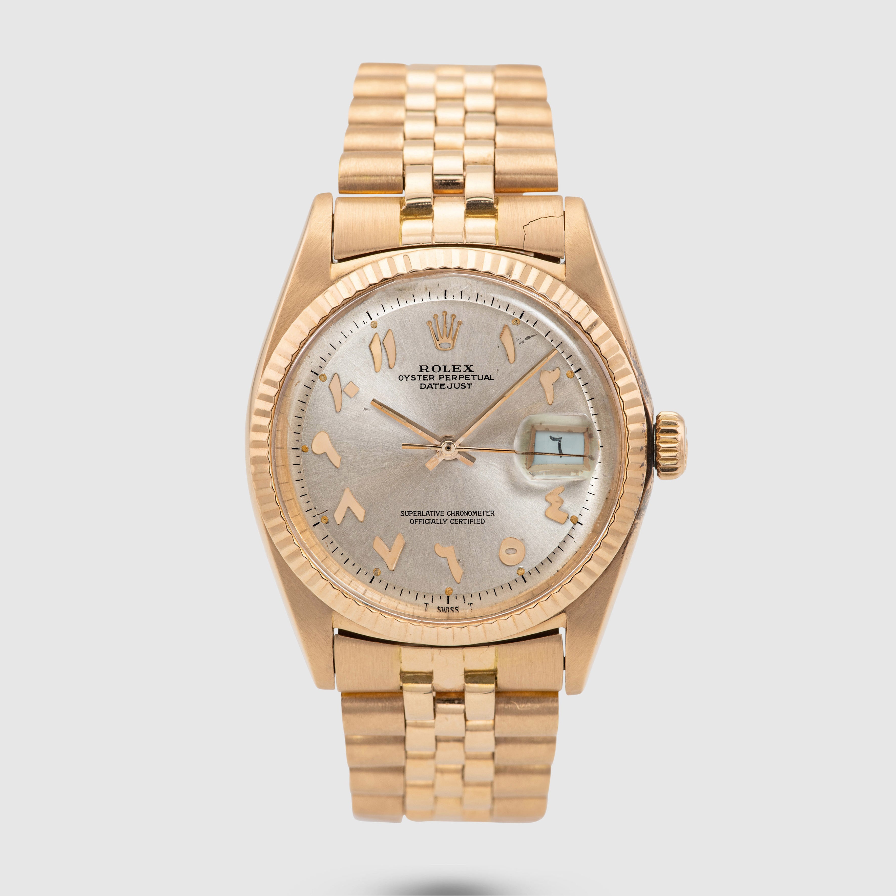 1969 Rolex Datejust Pink Gold Rare Arabic Hindi Dial Ref. 1601