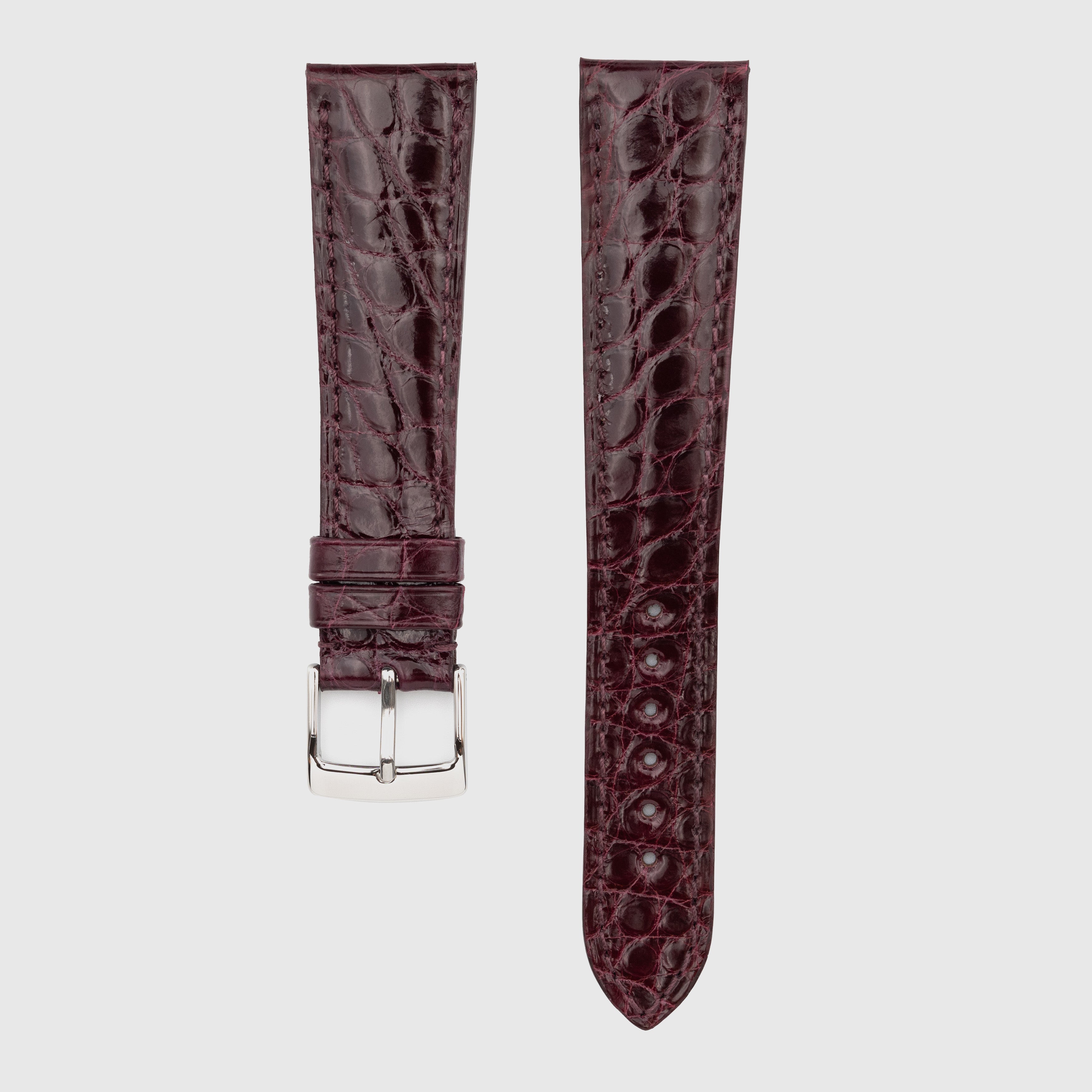 Camille Fournet Strap Alligator Glossy Round Scales Burgundy