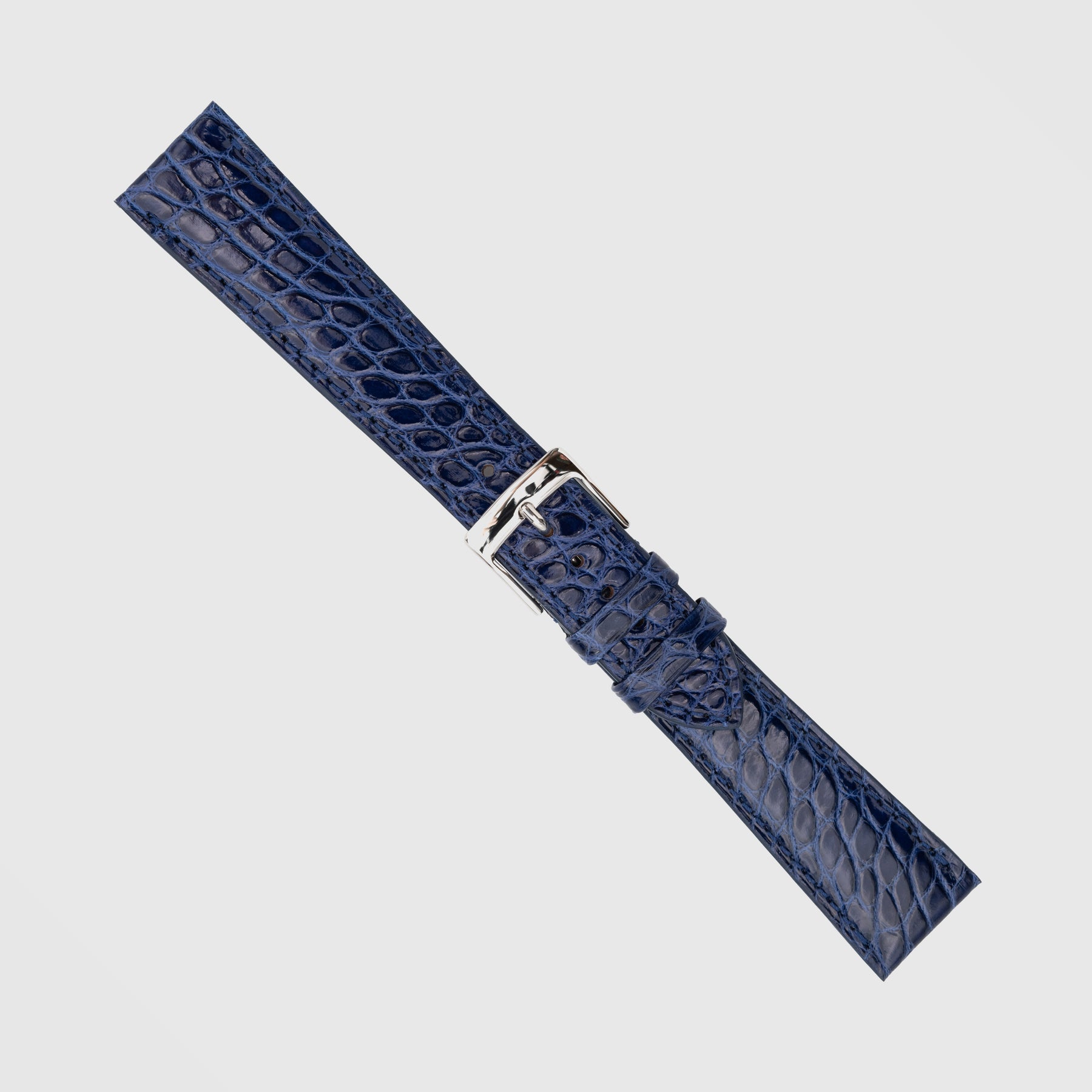 Camille Fournet Strap Alligator Glossy Round Scales Blue Azure (Multiple Sizes)
