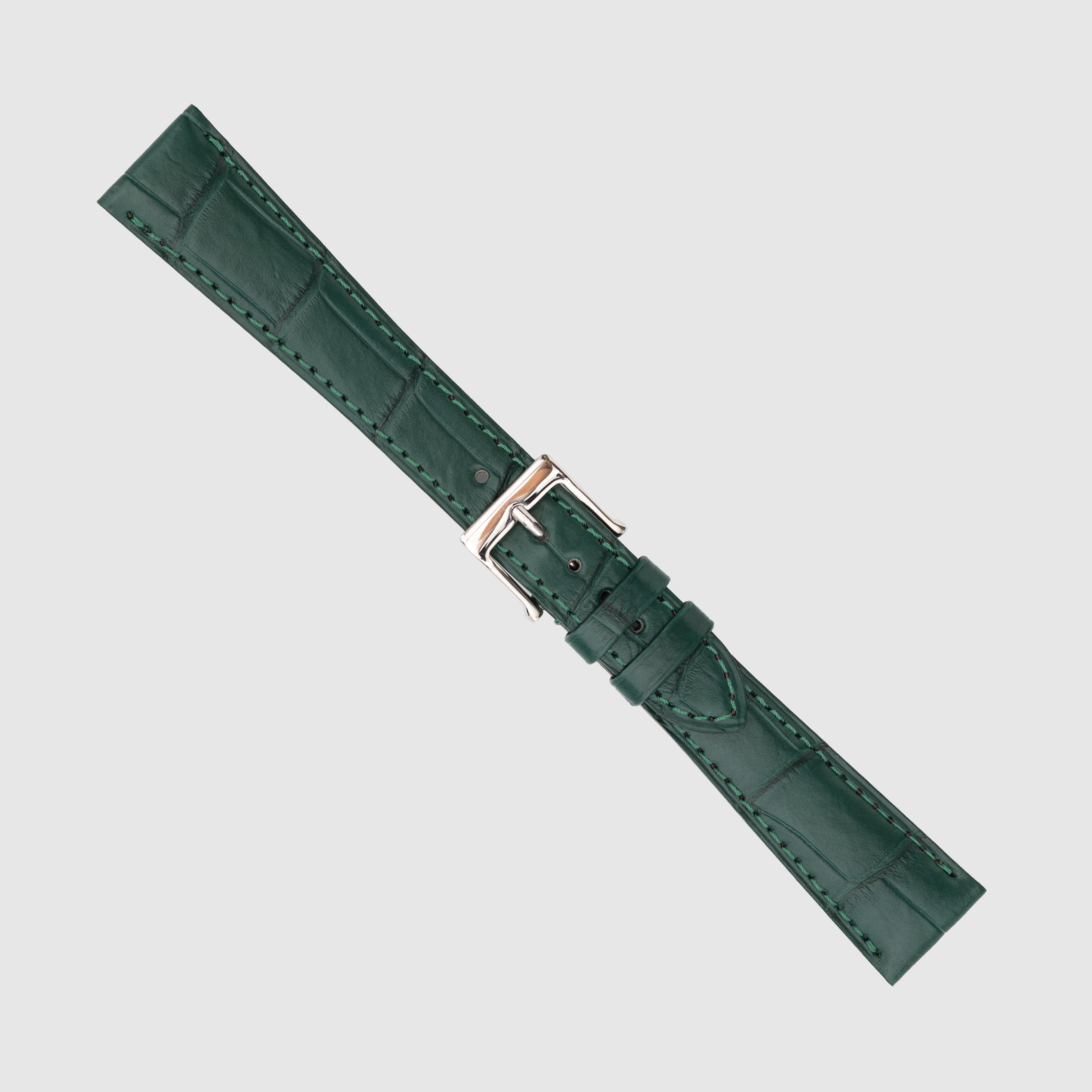 Camille Fournet Straps Alligator Matte Square Scales Green Bottle (Multiple Sizes)