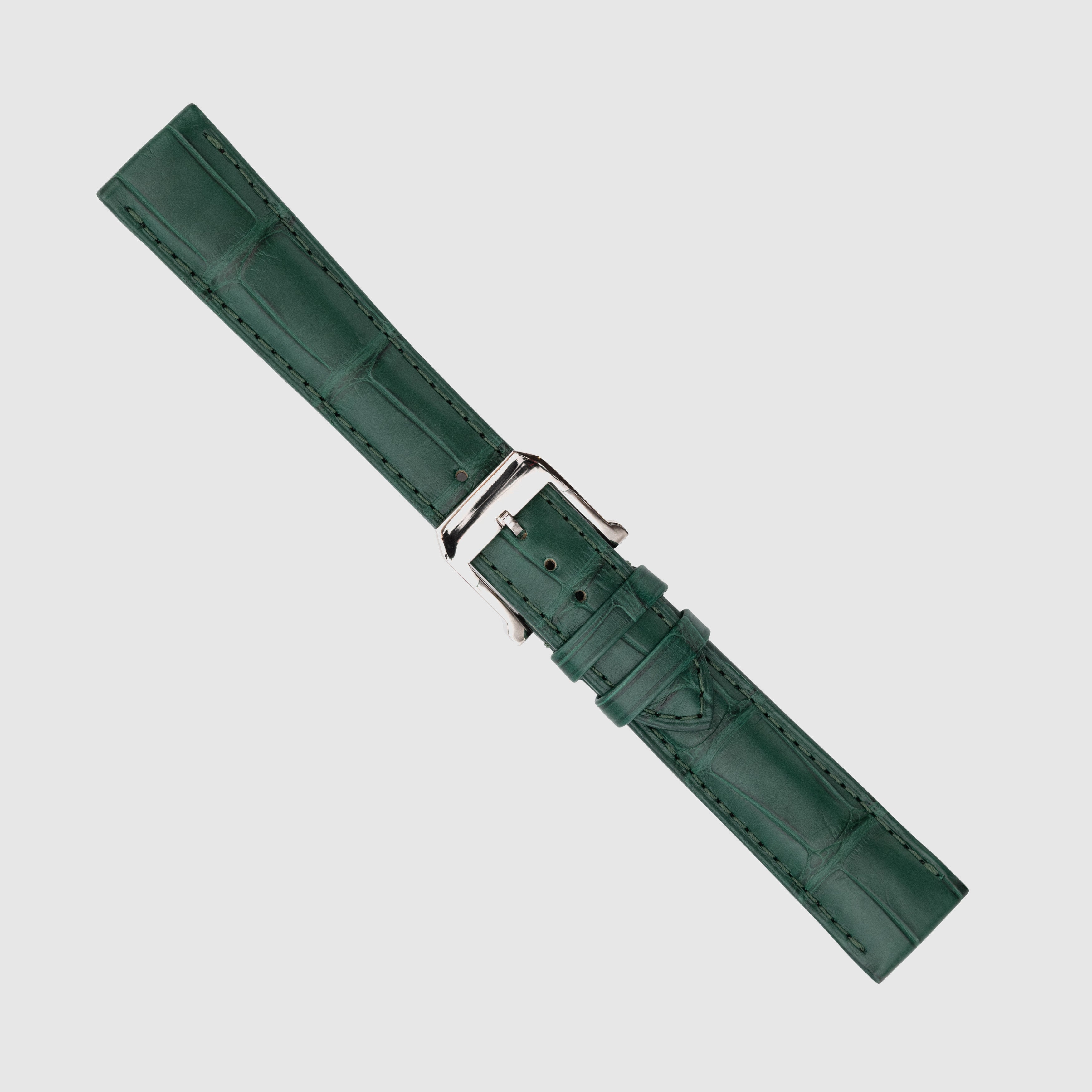 Camille Fournet Straps Alligator Matte Square Scales Green Bottle (Multiple Sizes)