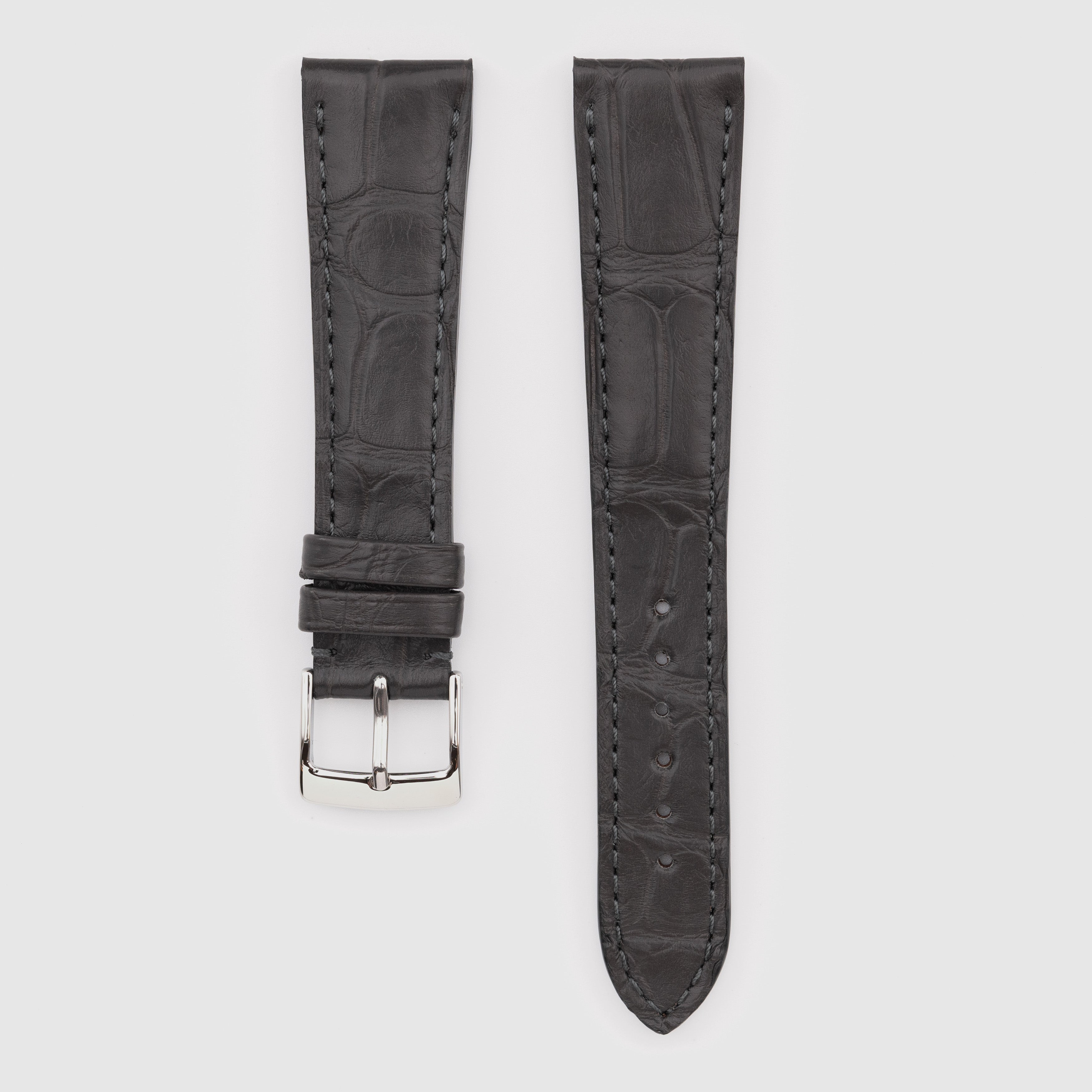 Camille Fournet Strap Alligator Matte Square Scales Dark Gray (Multiple Sizes)