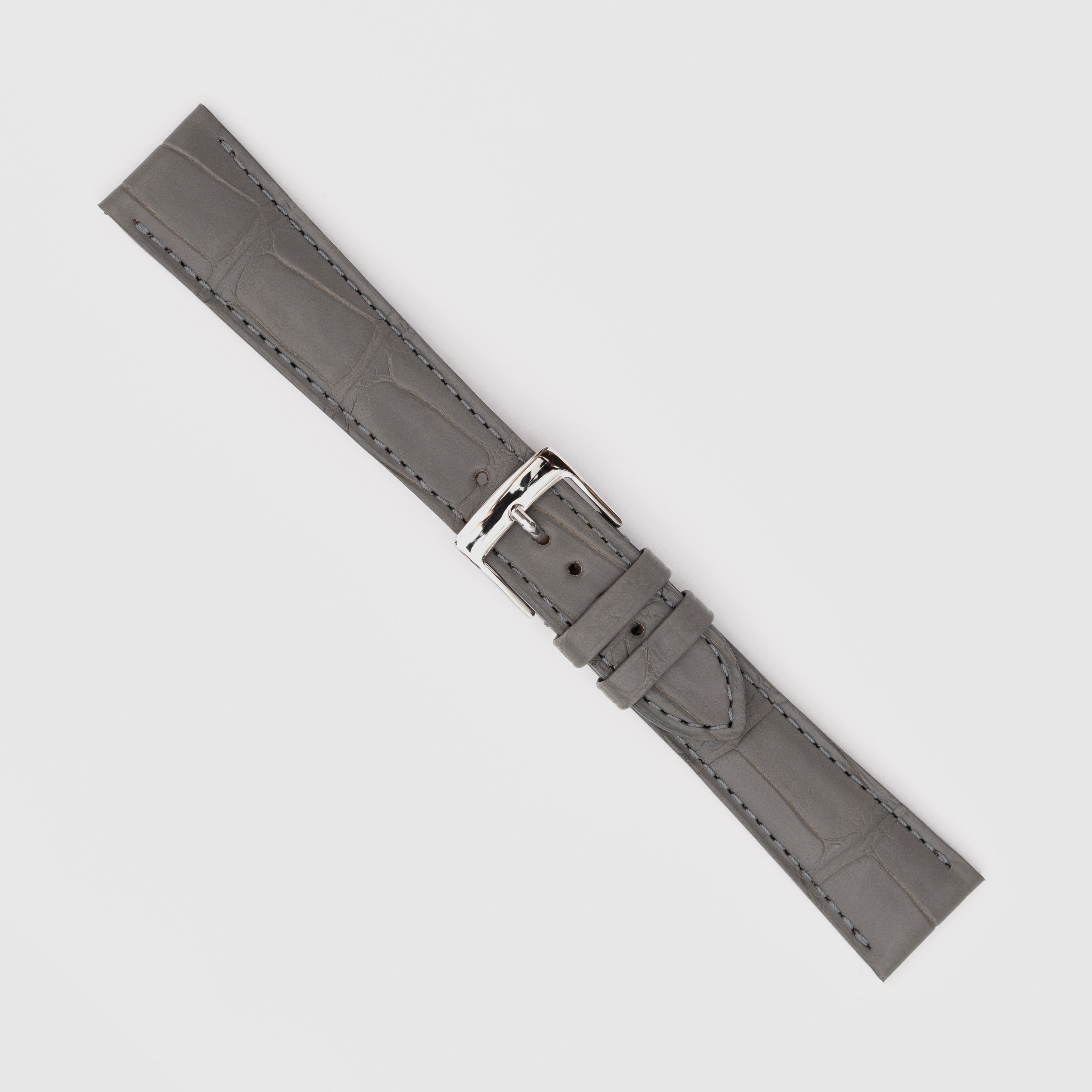 Camille Fournet Strap Alligator Matte Square Scales Charcoal Grey