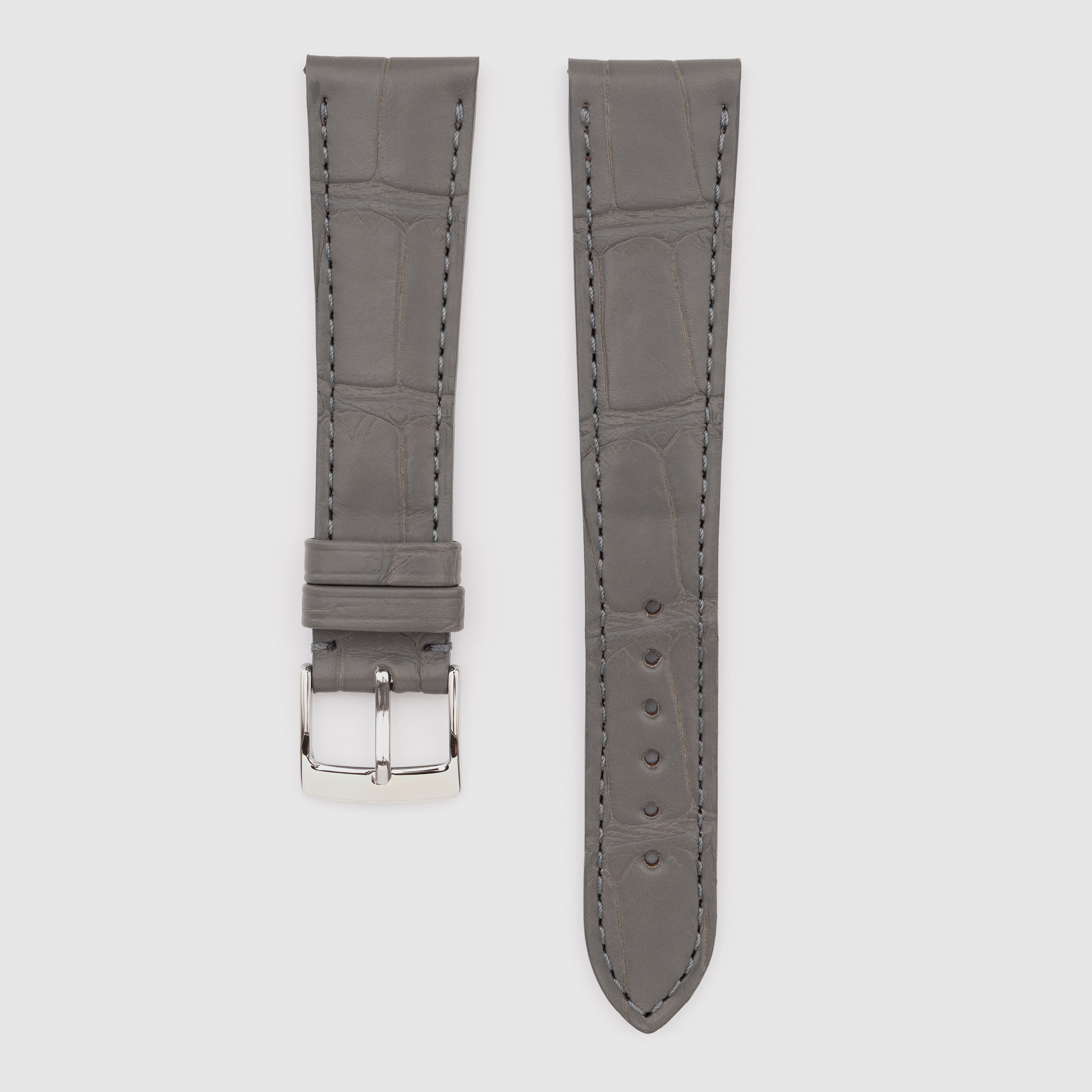 Camille Fournet Strap Alligator Matte Square Scales Charcoal Grey