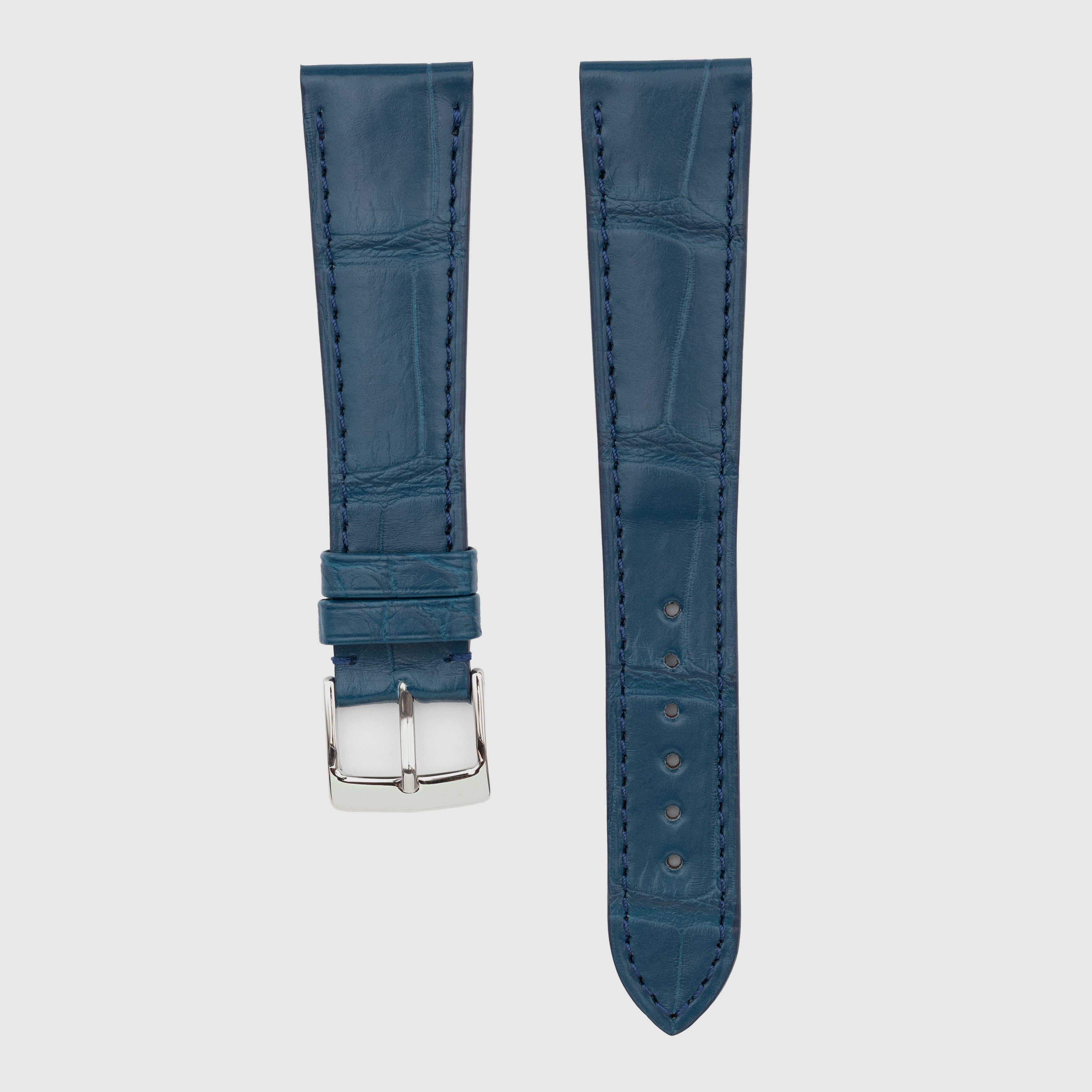 Camille Fournet Strap Alligator Matte Square Scales Blue Azure