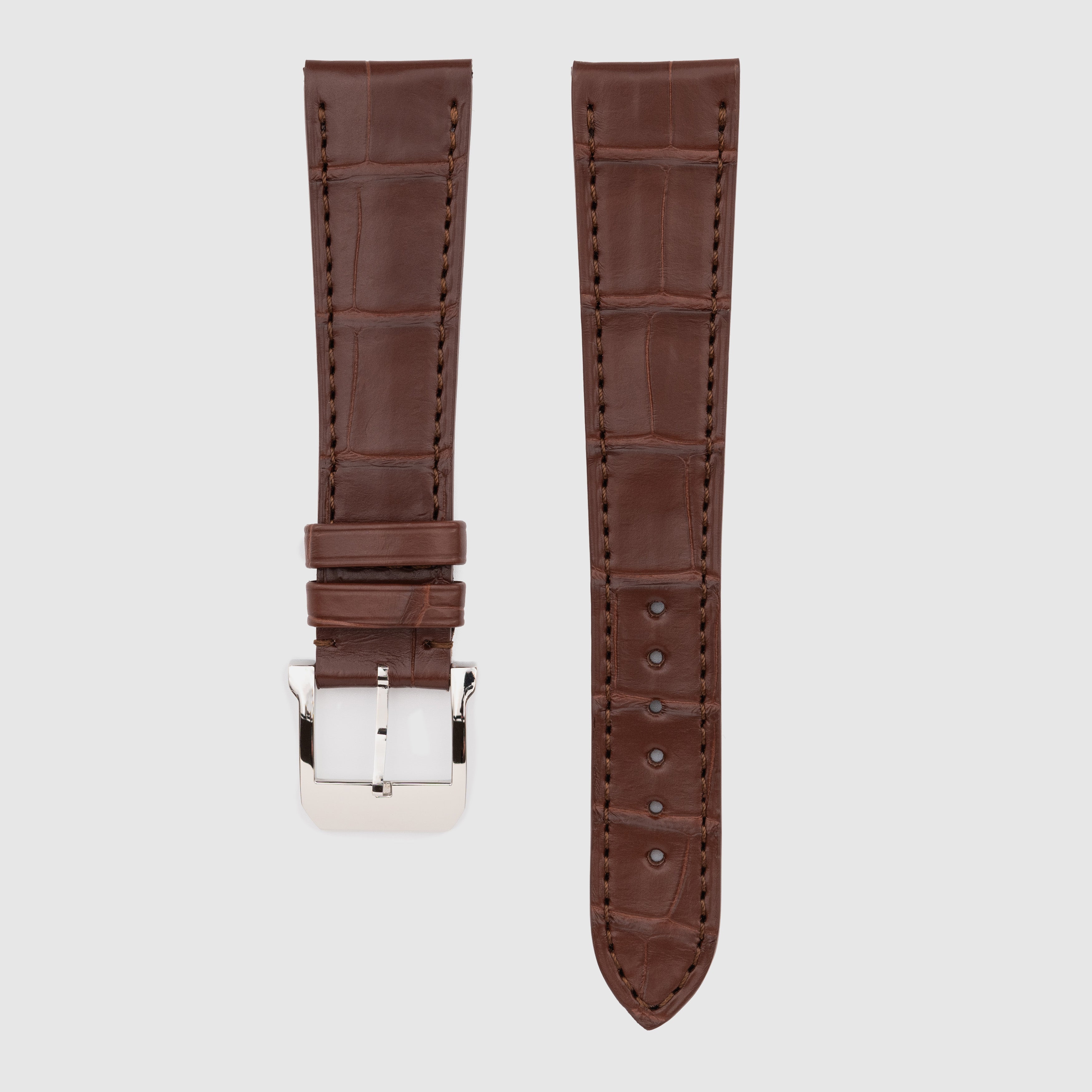 Camille Fournet Strap Alligator Matte Square Scales Reddish Brown (Multiple Sizes)