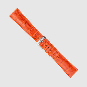 Camille Fournet Strap Alligator Glossy Square Scales Orange