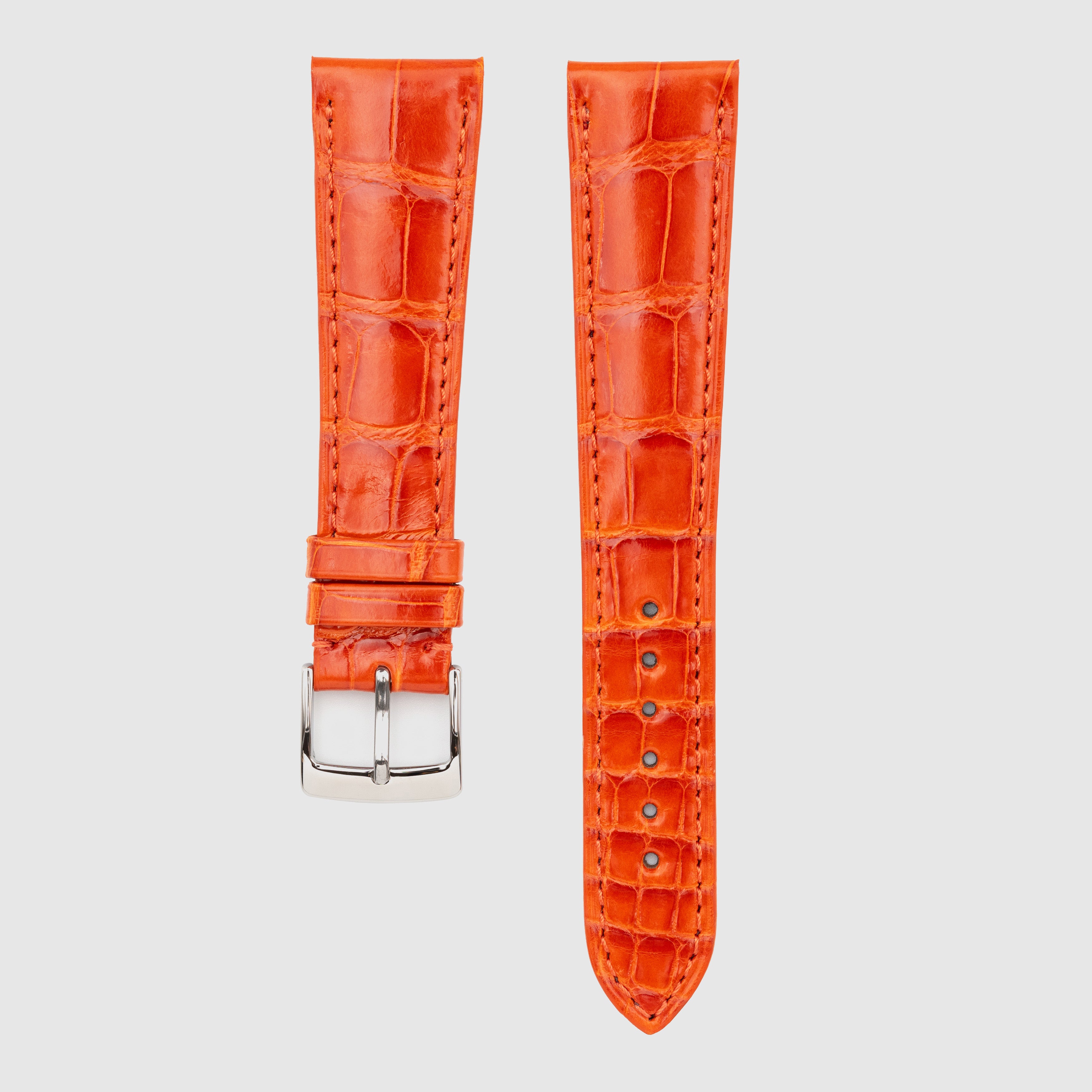 Camille Fournet Strap Alligator Glossy Square Scales Orange