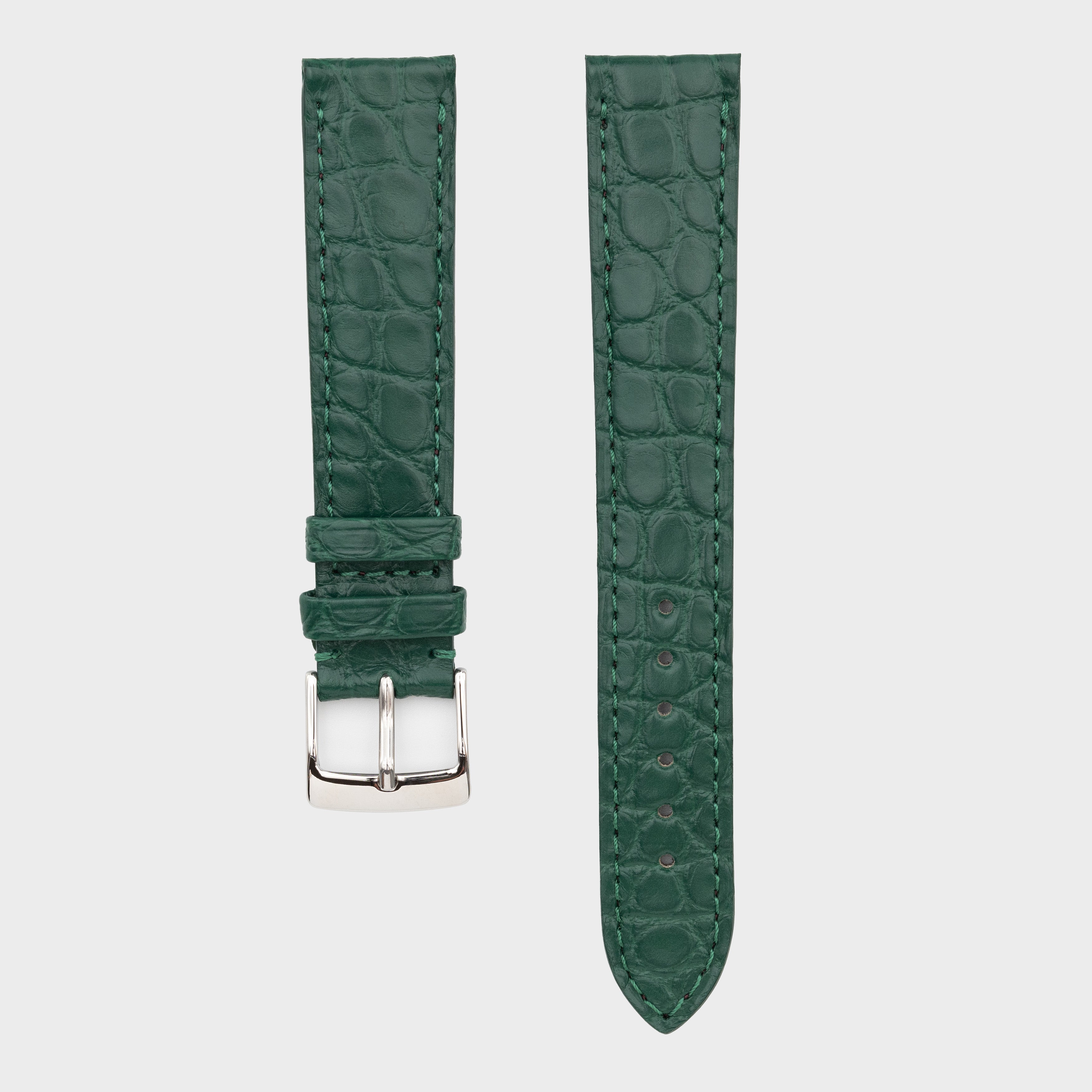 Camille Fournet Strap Alligator Matte Round Scales Green Bottle (Multiple Sizes)