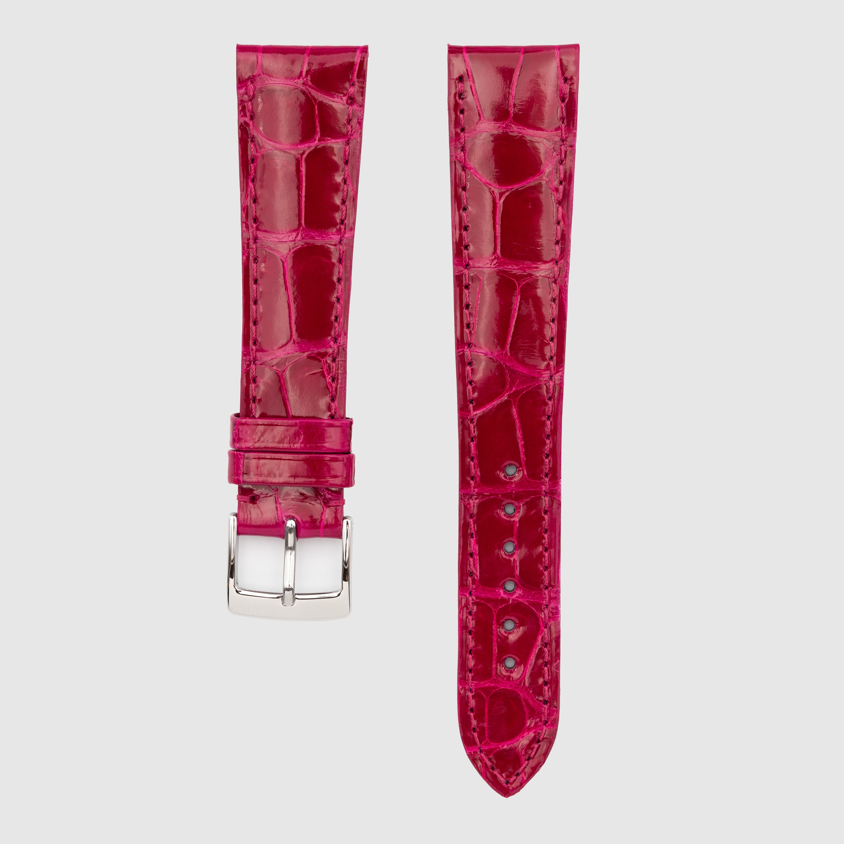 Camille Fournet Strap Alligator Glossy Square Scales Dark Fuchsia