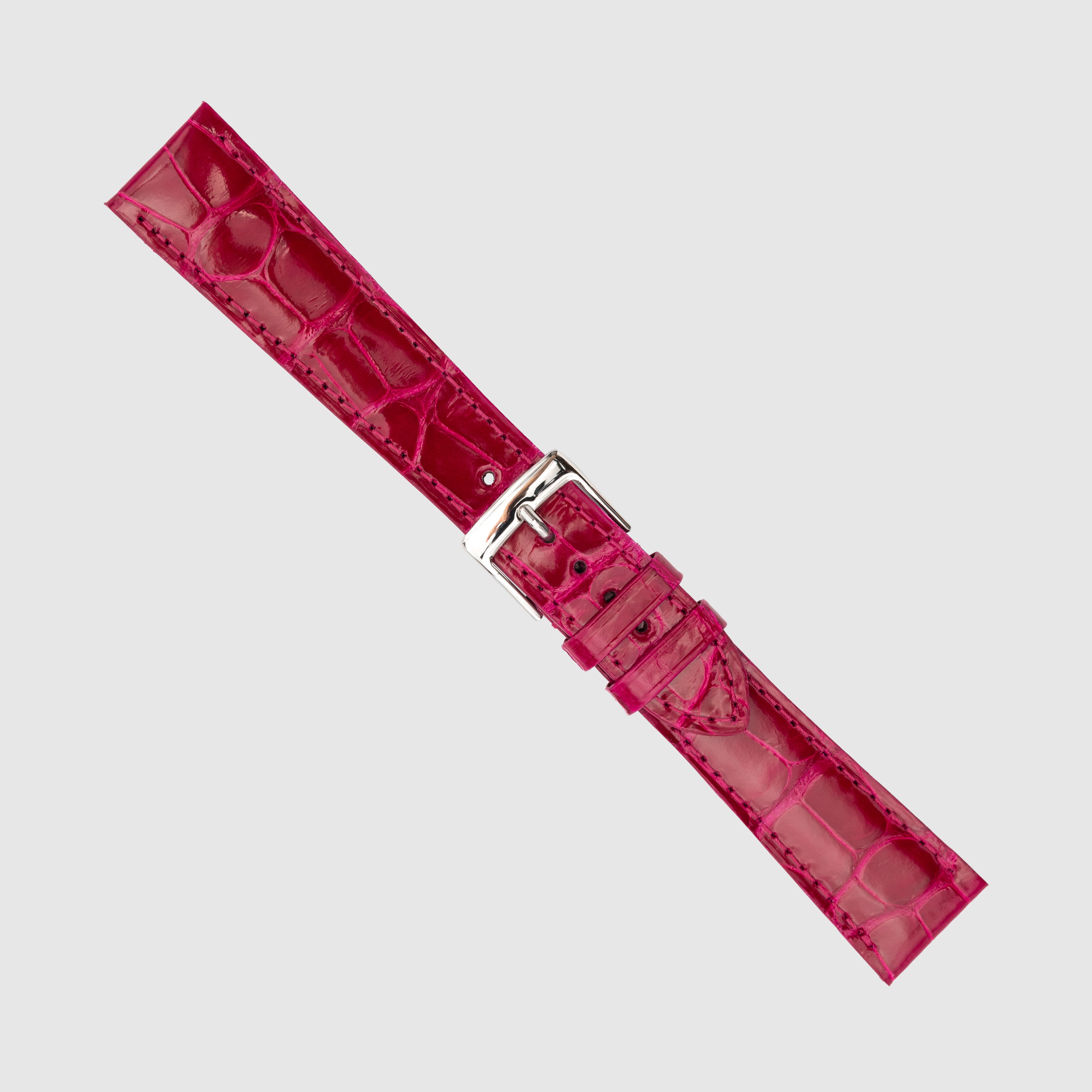 Camille Fournet Strap Alligator Glossy Square Scales Dark Fuchsia