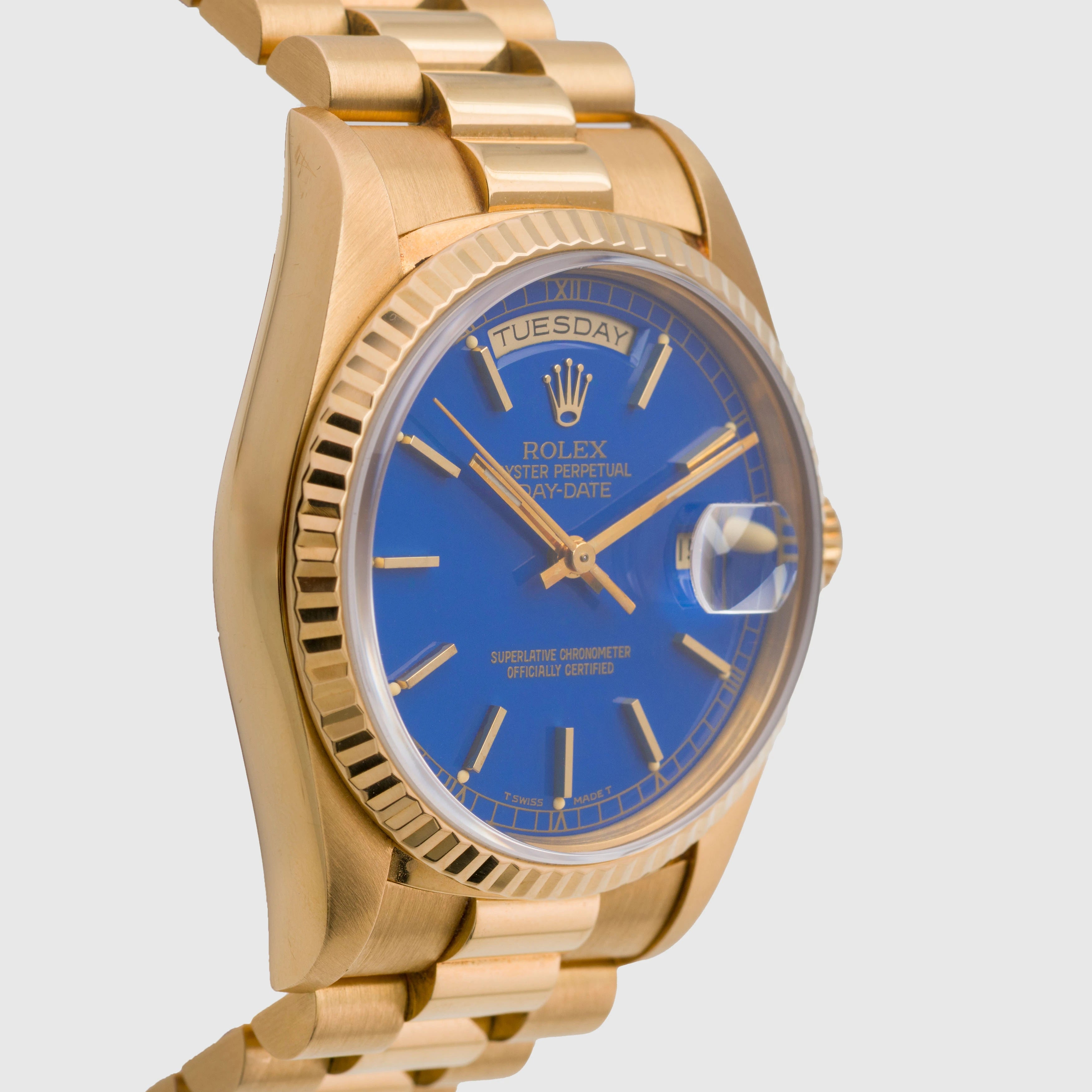 1990 Rolex Day Date Blue Stella Ref. 18238 (with papers)