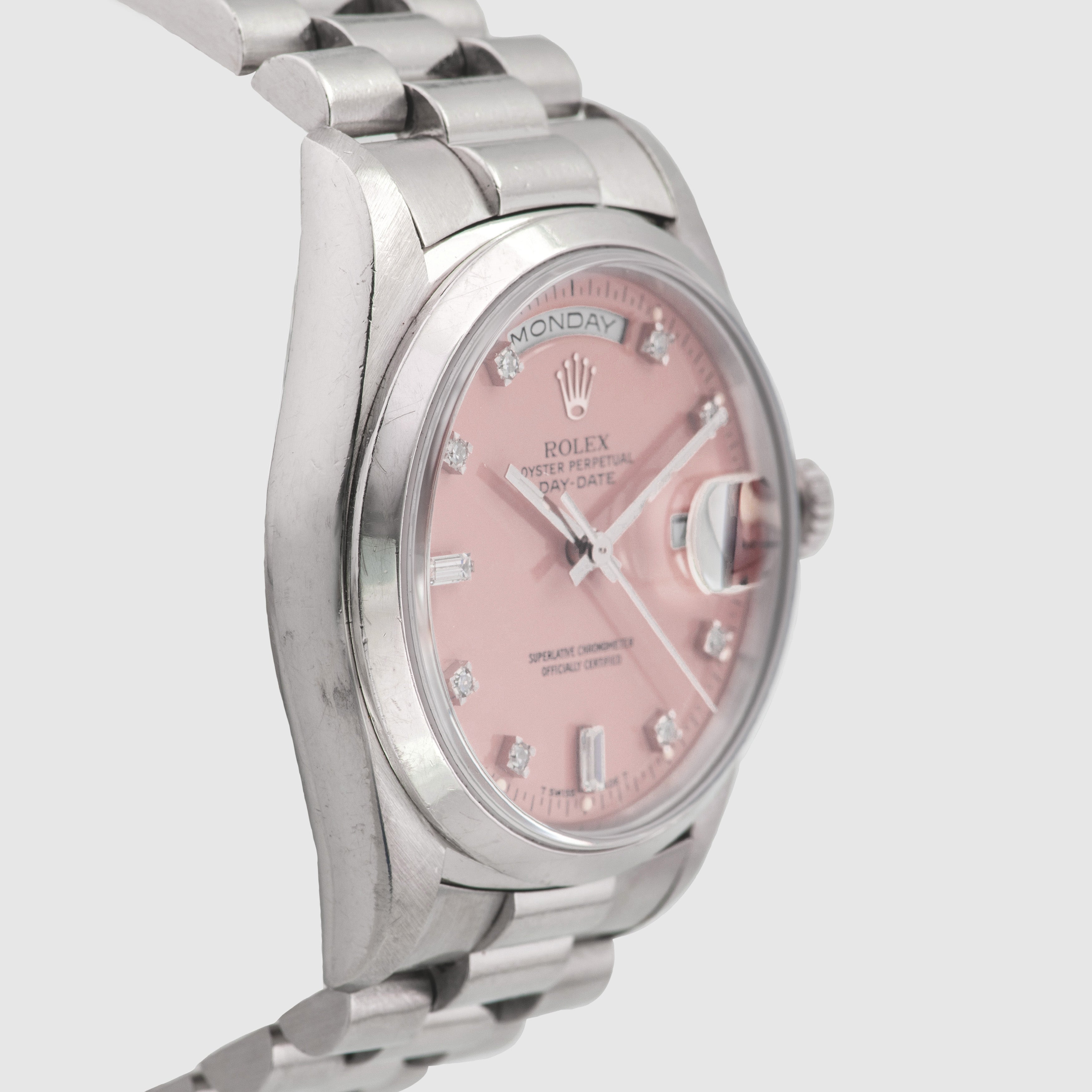 1991 Rolex Day Date Platinum Lilac Stella Diamond Dial Ref. 18206 (with Papers)