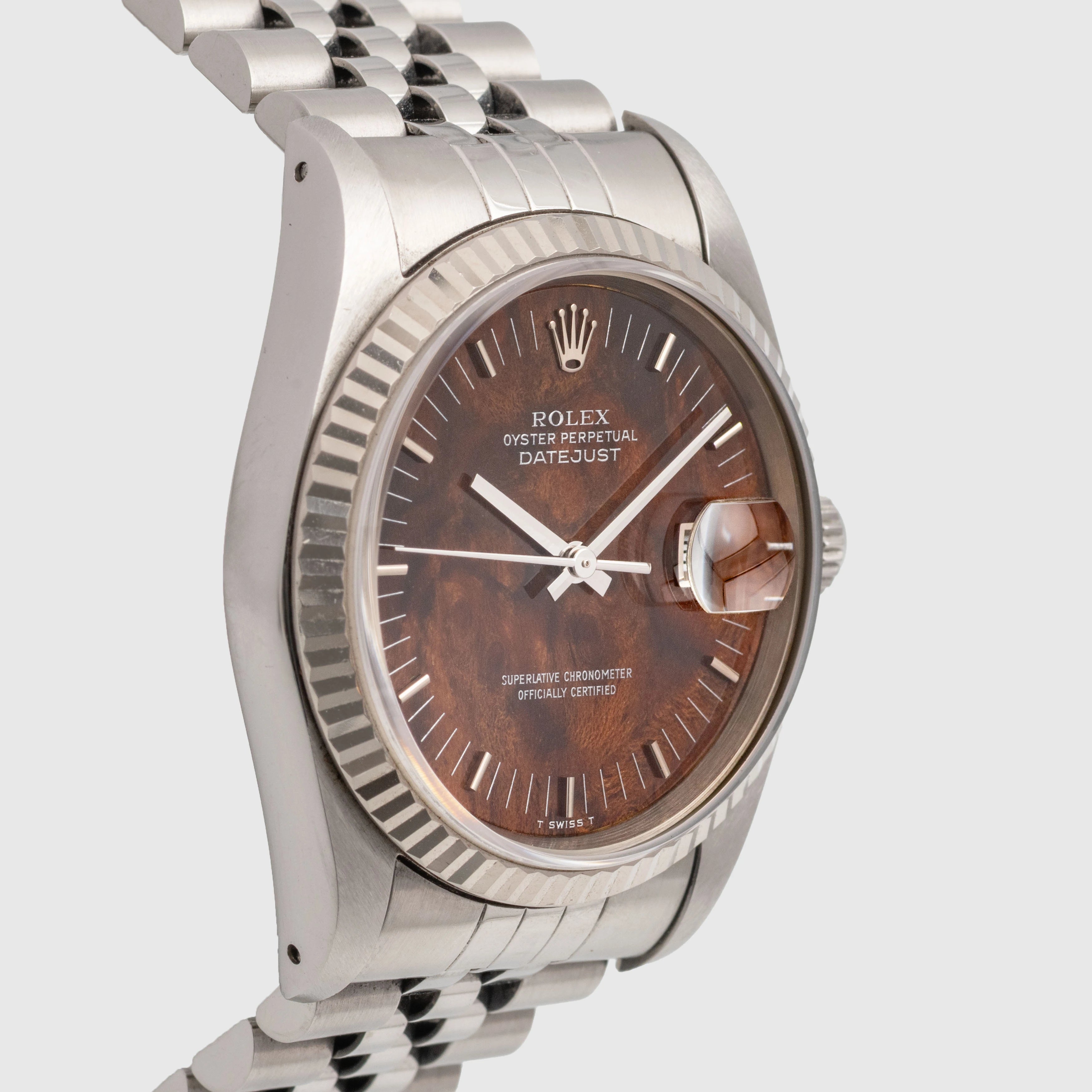 1989 Rolex Datejust Burl Wood Dial St/WG Ref. 16234