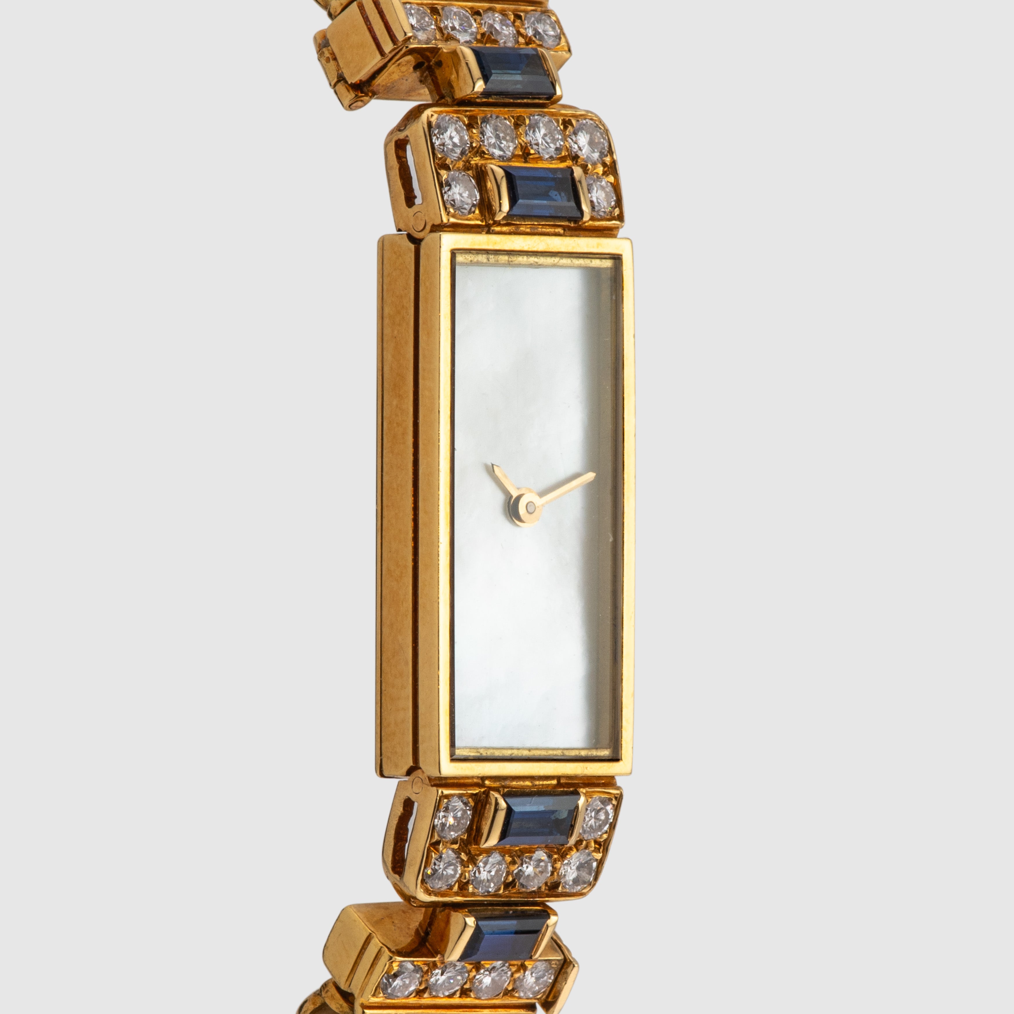 1980's Van Cleef Arpels 18K Mother of Pearl Ref. VC750 (with Pearl & Lapis Bracelet and Leather Strap)