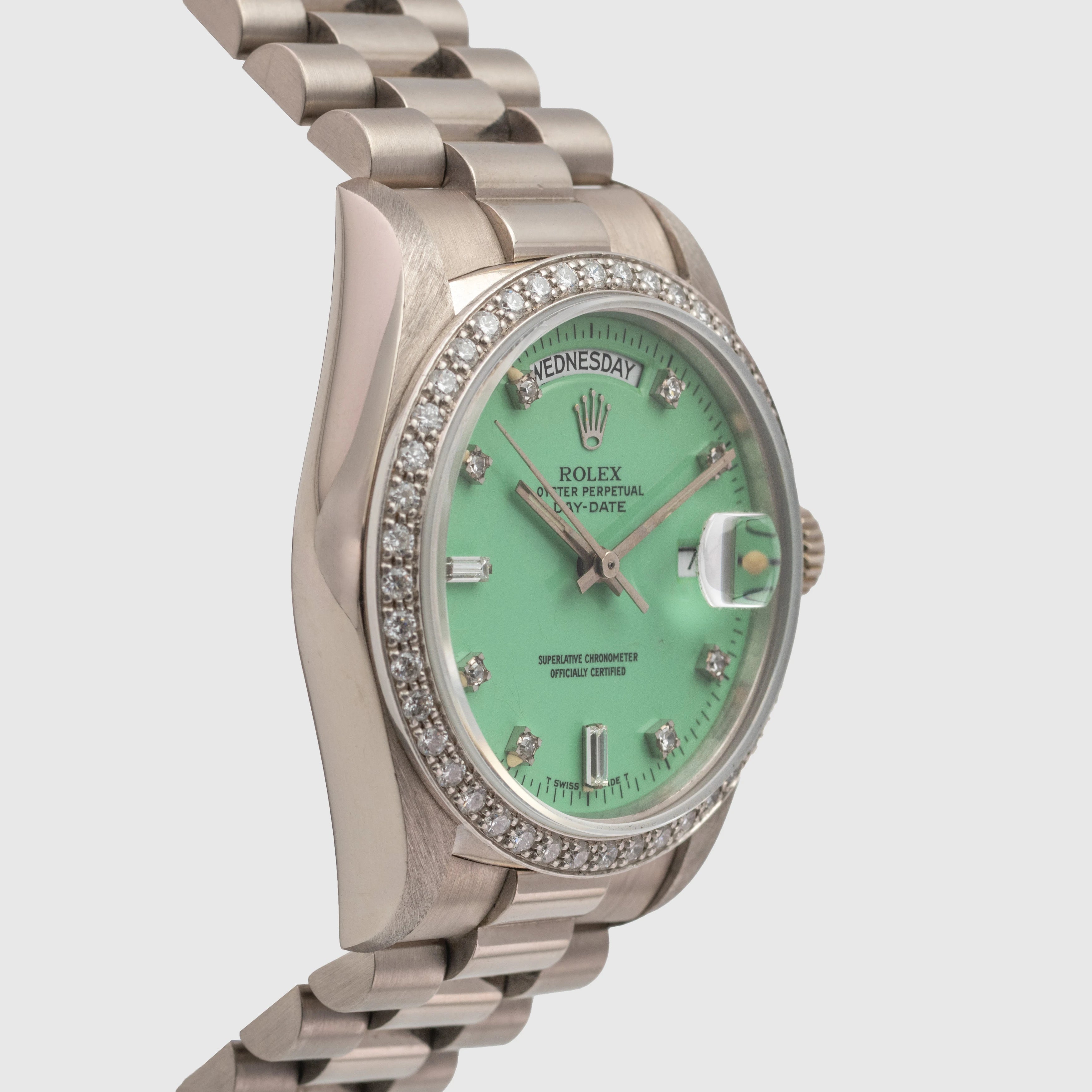 1988 Rolex Day Date Seafoam Stella Diamond Dial Ref. 18049