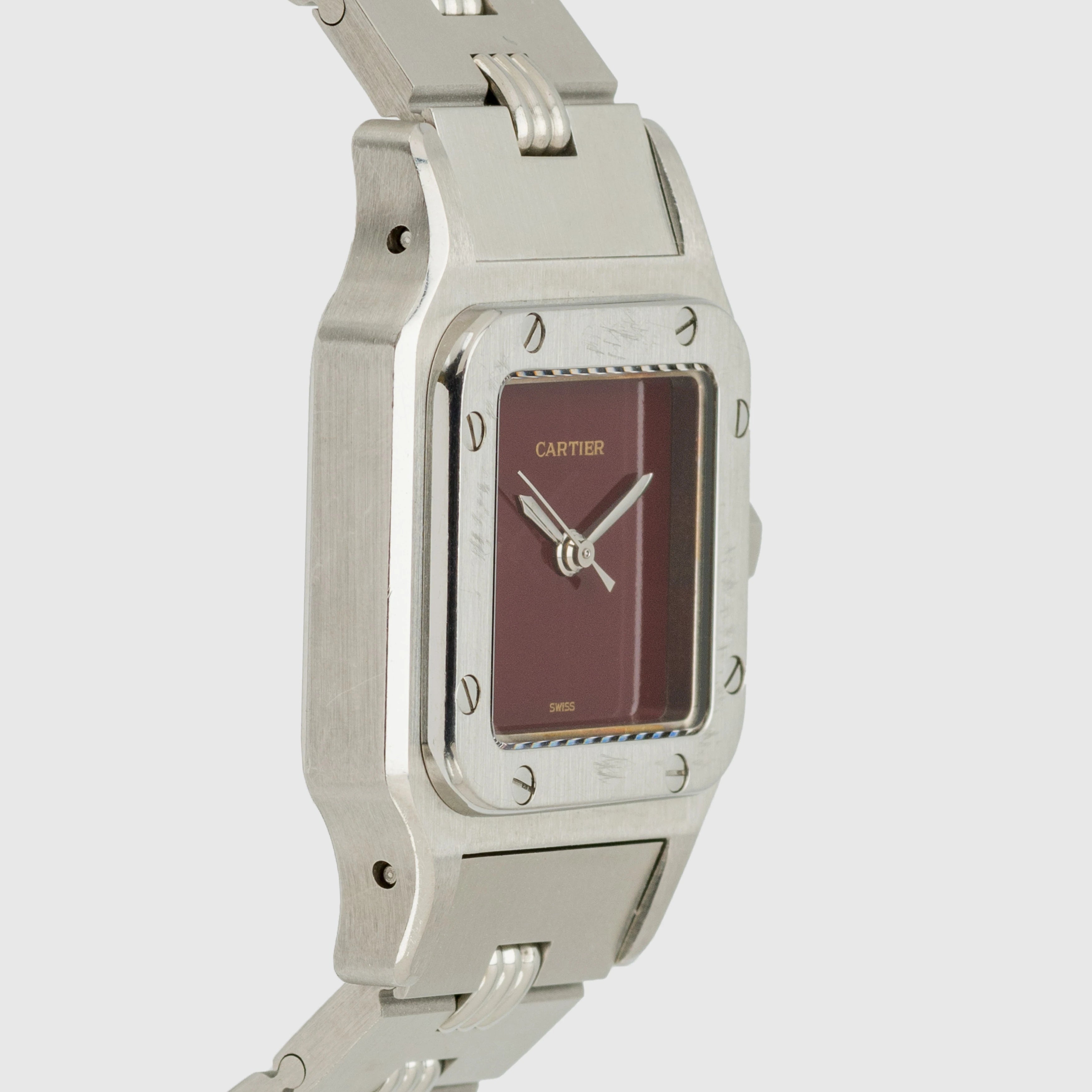 1987 Cartier Santos Galbee Burgundy Dial Ref. 0901 (Full Set)