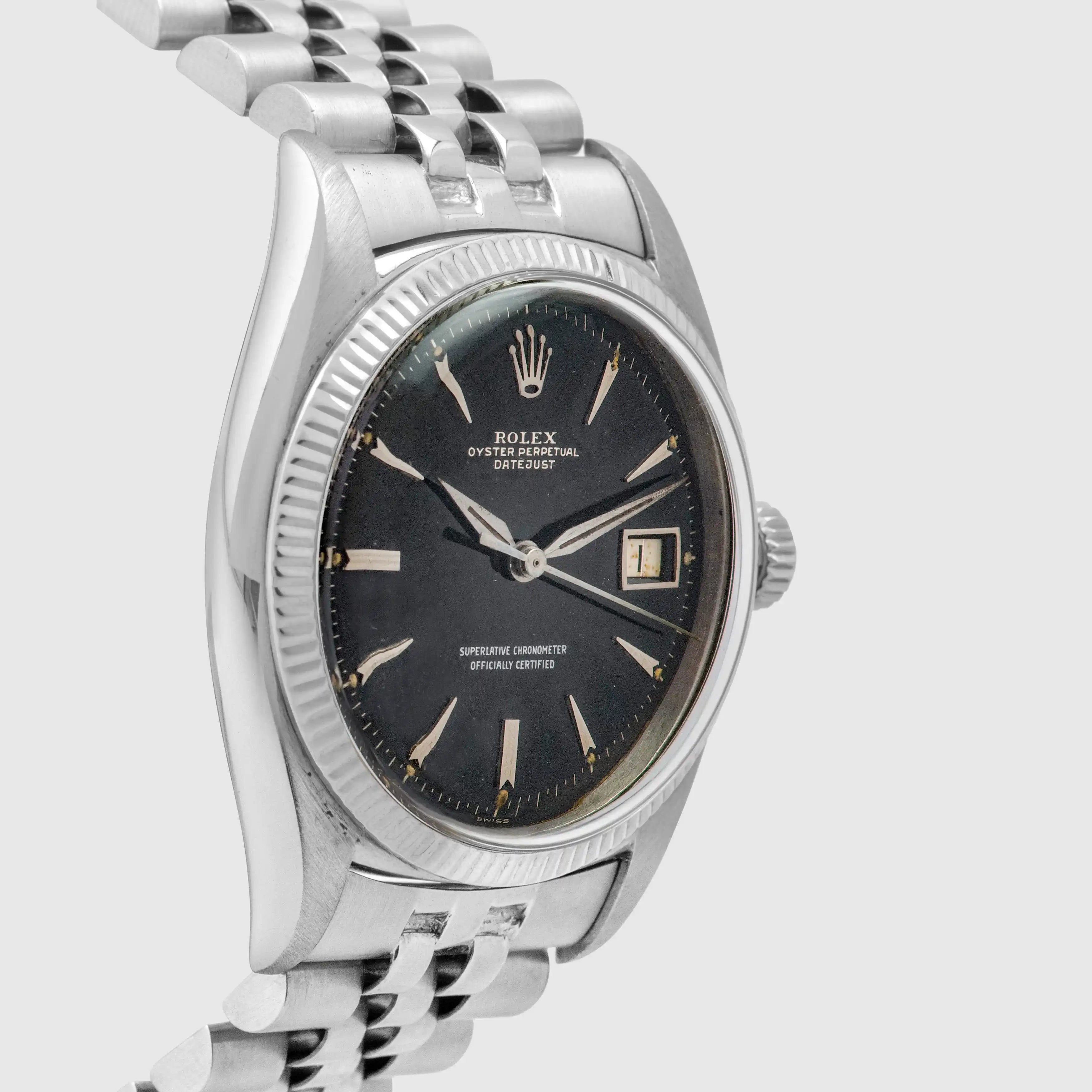 1957 Rolex Datejust White Gold Gilt Dial Rare Big Logo Jubilee Bracelet Ref. 6605