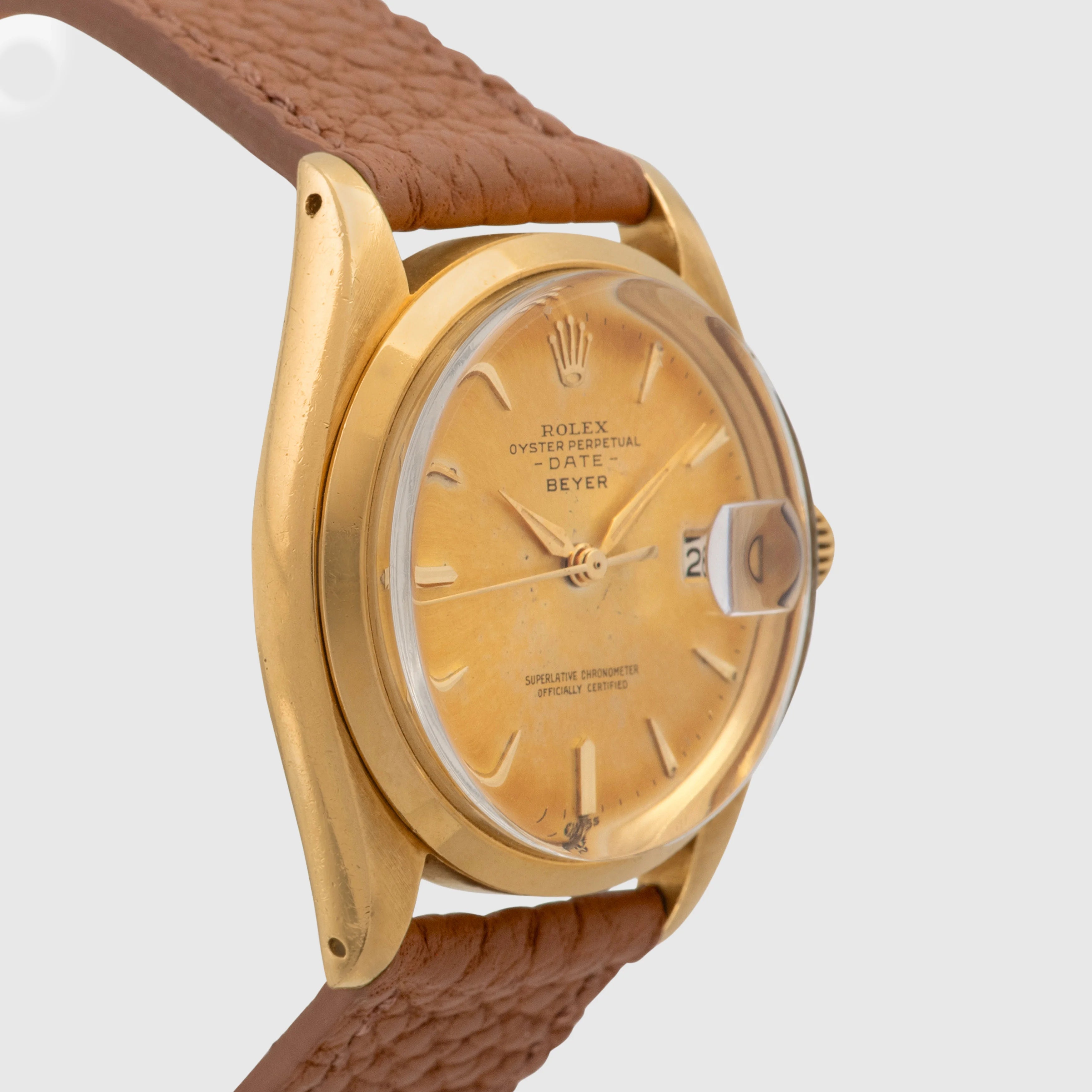 1962 Rolex Oyster Perpetual Date 18K Tropical Dial 'Beyer' Double Signed Ref. 1500