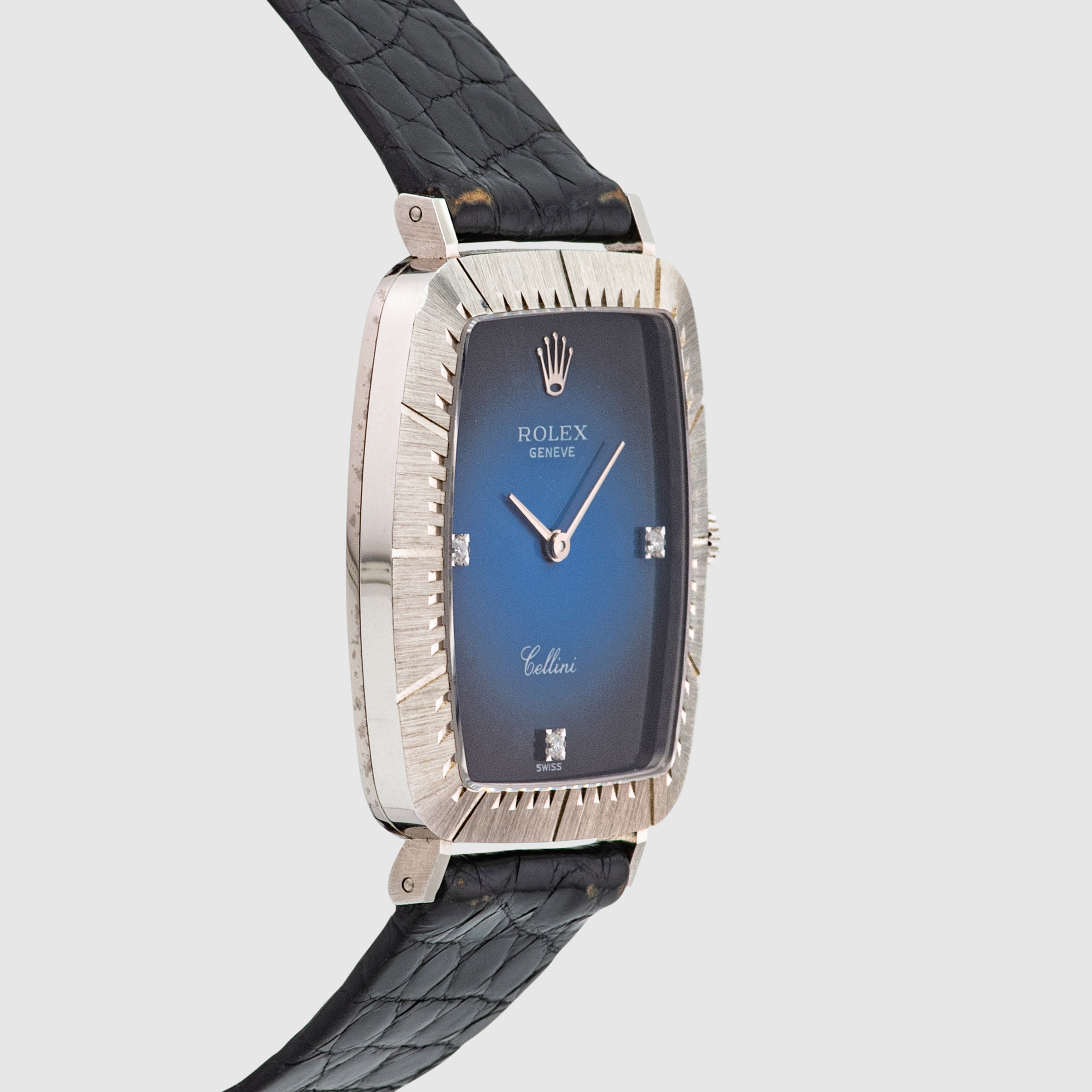 1981 Rolex Cellini Blue Vignette Dial White Gold Ref. 4087/9 (with Papers)