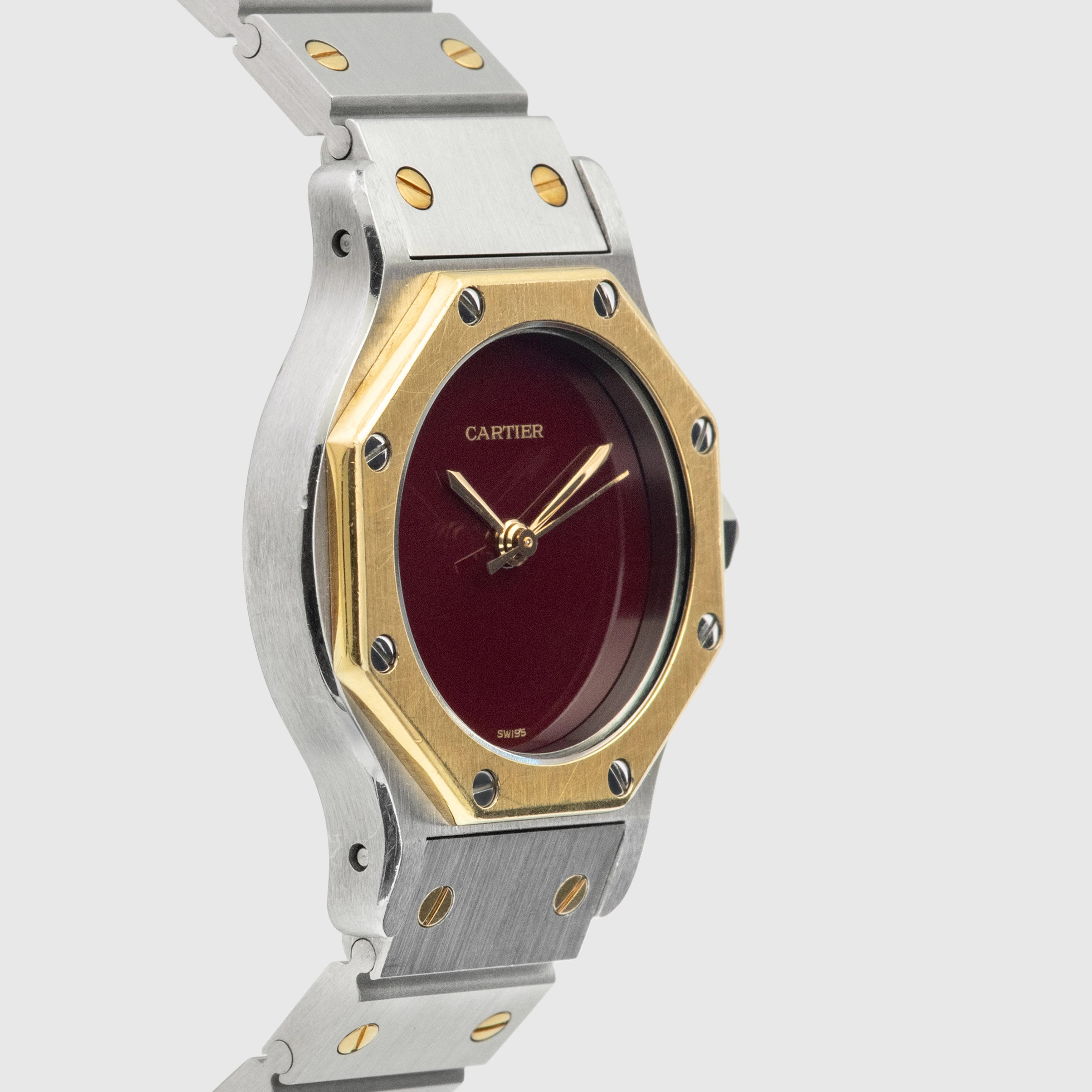 1990's Cartier Santos Octo St/G Burgundy Dial Ref. 907 (with Box & Warranty Booklet)
